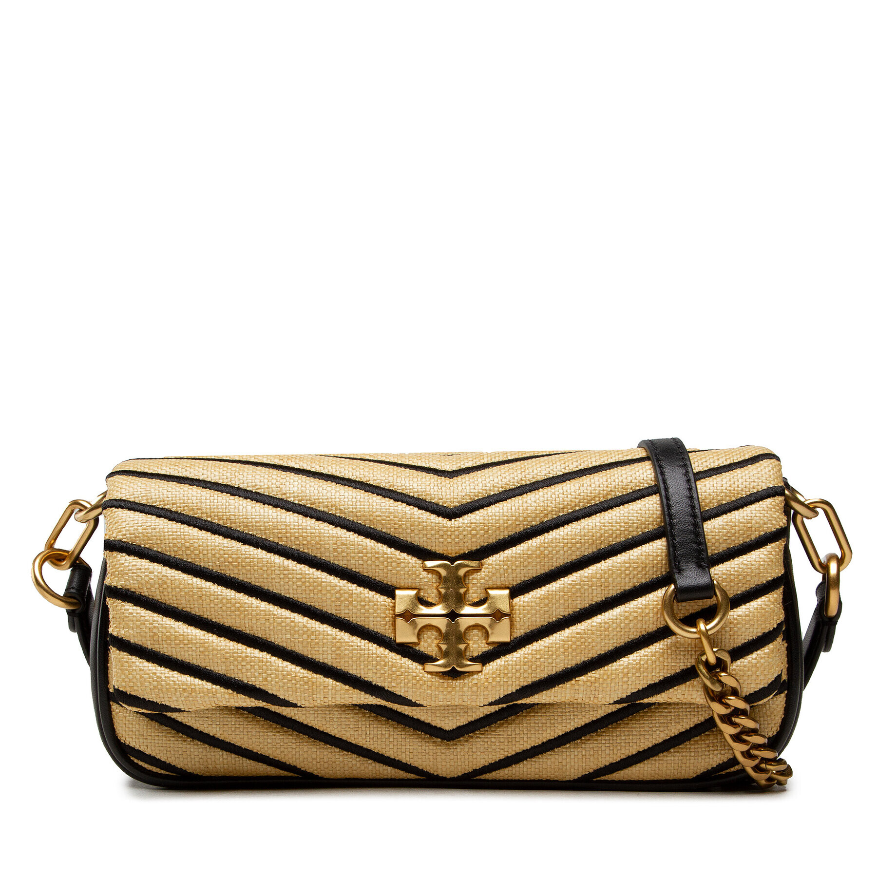 Tory Burch Дамска чанта Kira Chevron Soft Straw Small Flap Shoulder Bag 88094 Бежов - Pepit.bg