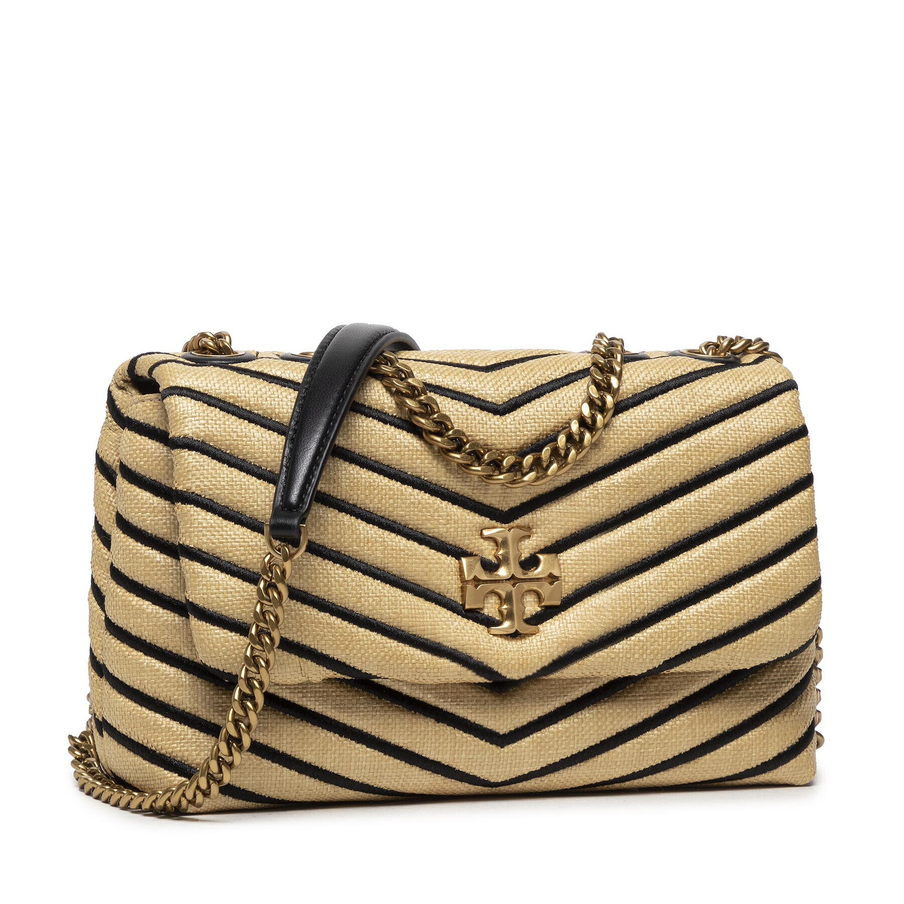 Tory Burch Дамска чанта Kira Chevron Soft Straw Small Shoulder Bag 88090 Кафяв - Pepit.bg