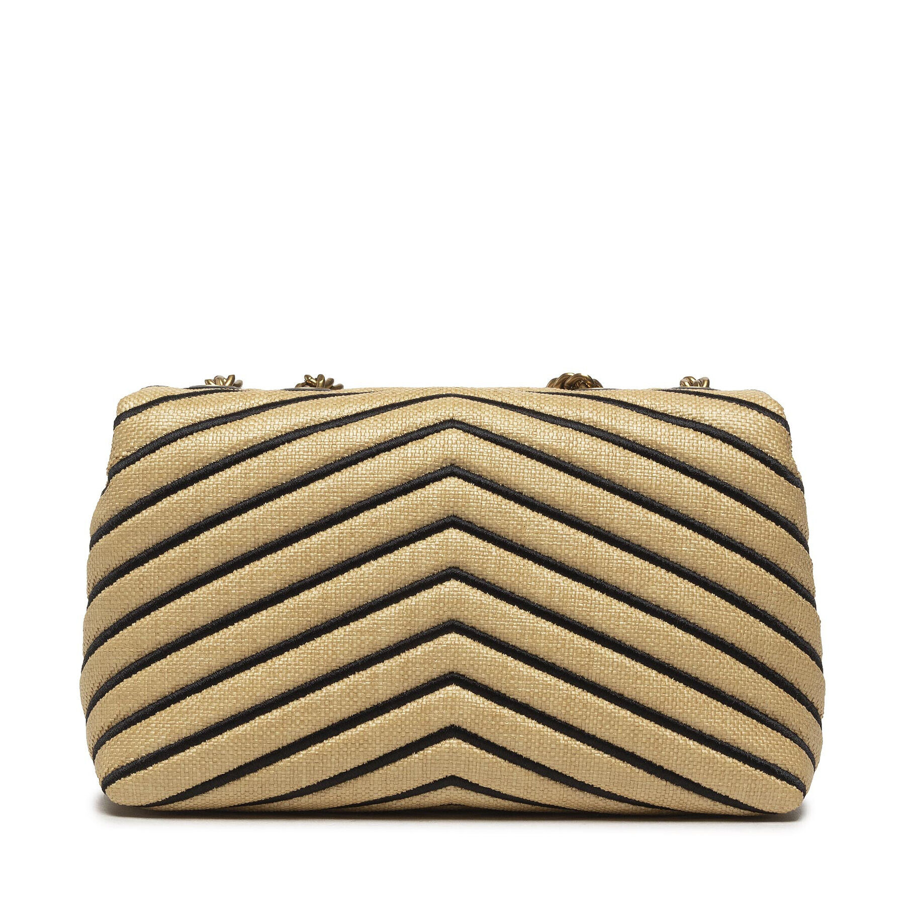 Tory Burch Дамска чанта Kira Chevron Soft Straw Small Shoulder Bag 88090 Кафяв - Pepit.bg