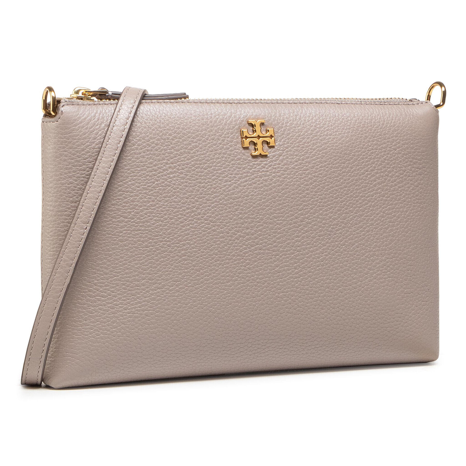 Tory Burch Дамска чанта Kira Pabbled Top-Zip Crossbody 61385 Сив - Pepit.bg