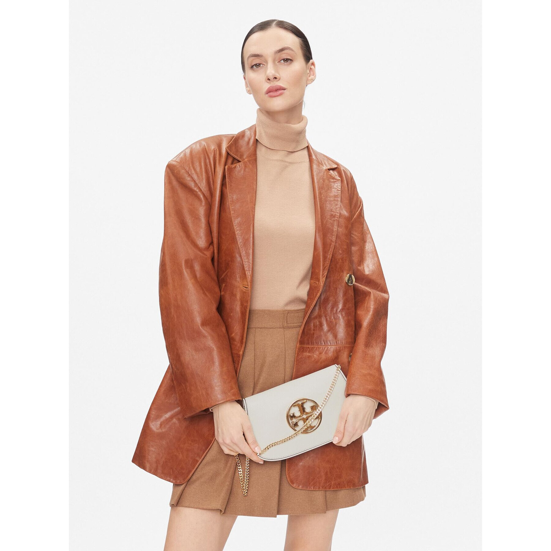 Tory Burch Дамска чанта Reva Clutch 152250 Бял - Pepit.bg