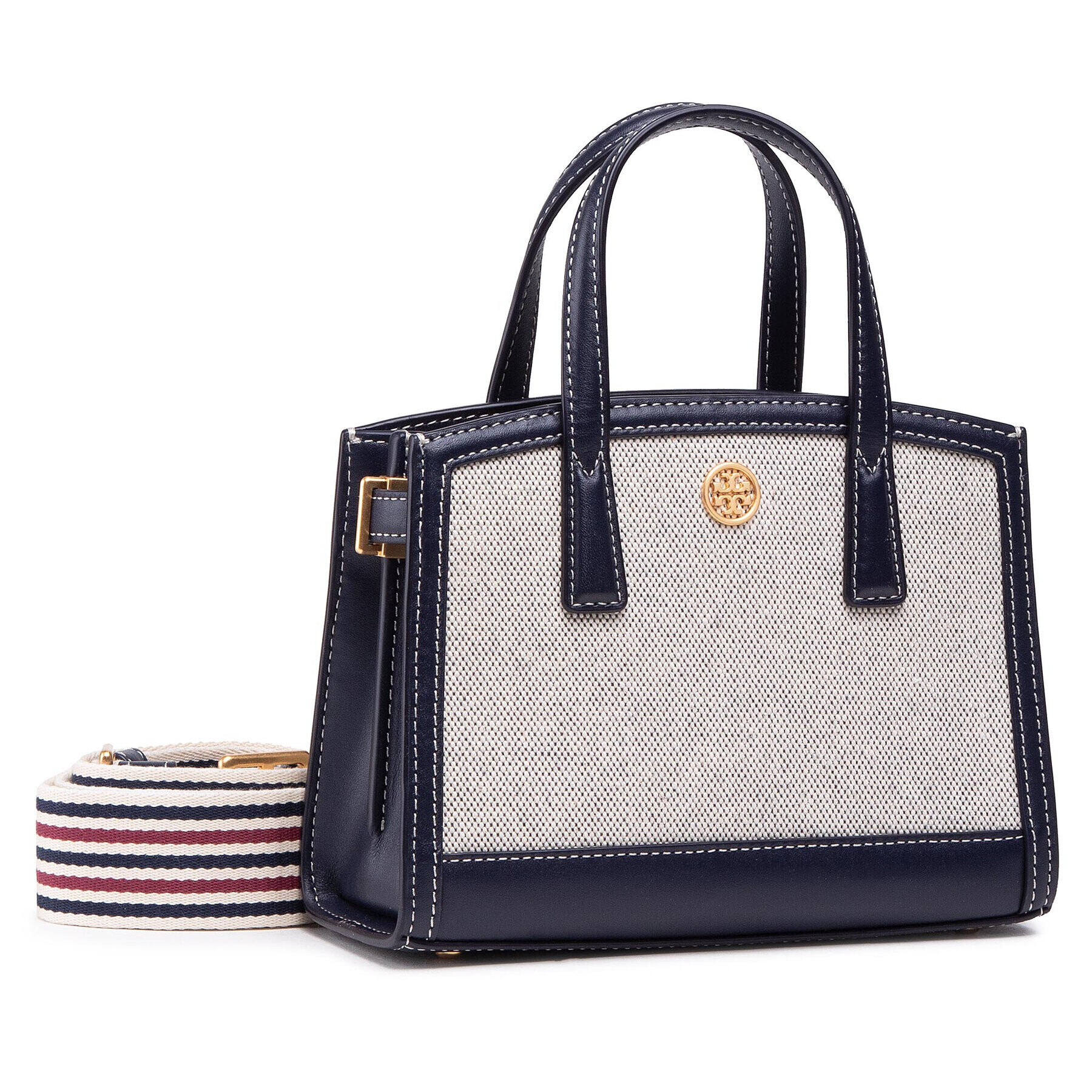 Tory Burch Дамска чанта Walker Canvas Micro Satchel 79409 Тъмносин - Pepit.bg