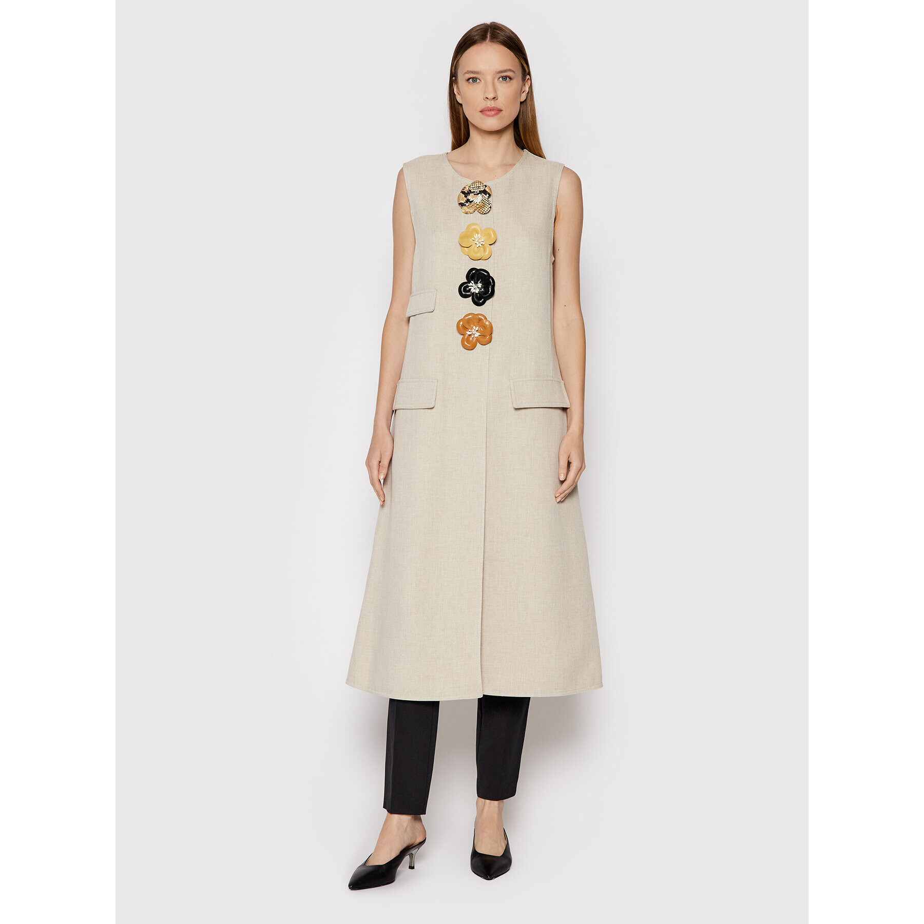 Tory Burch Елек Longline 83580 Бежов Regular Fit - Pepit.bg