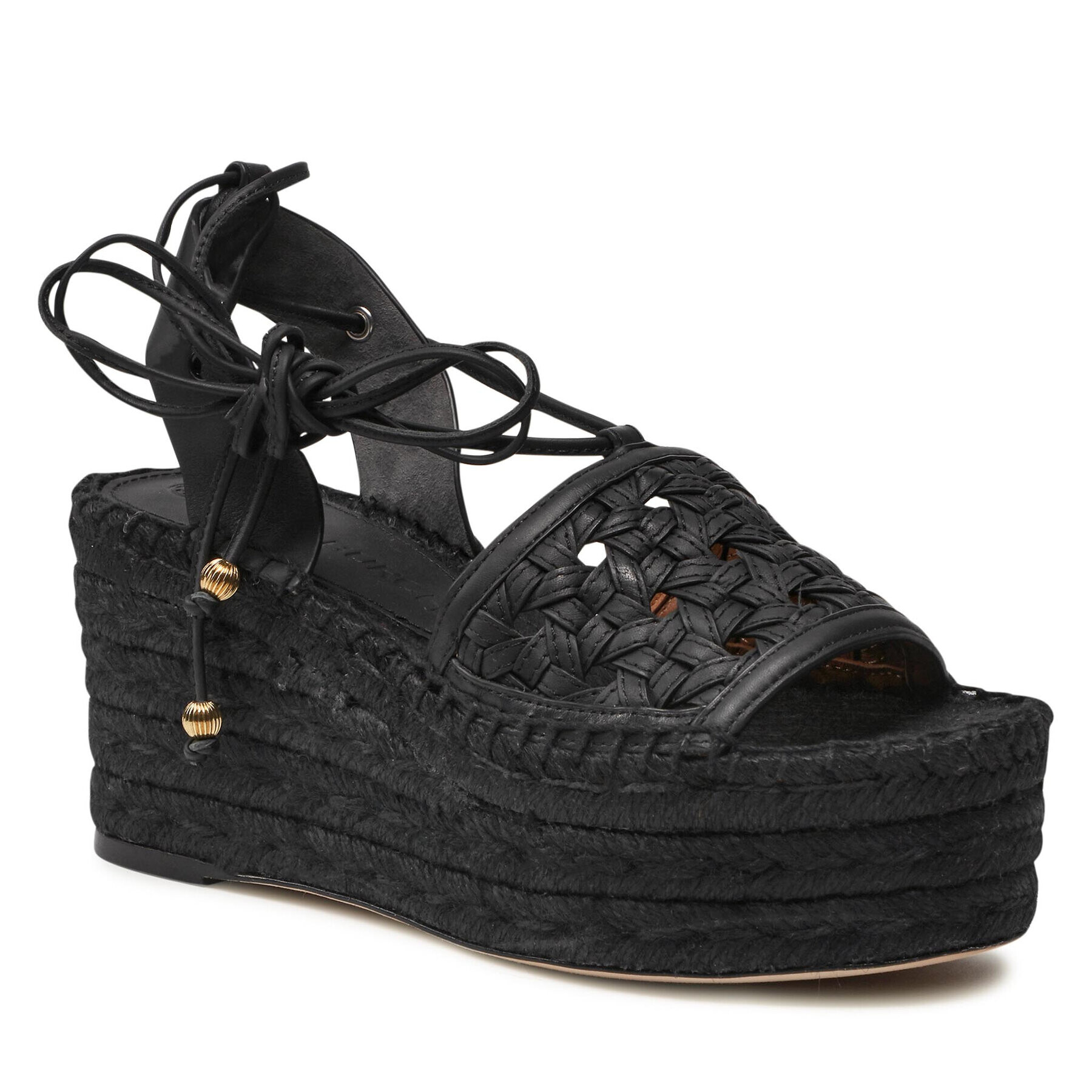 Tory Burch Еспадрили Basketweave Flatform Espadrille 88749 Черен - Pepit.bg