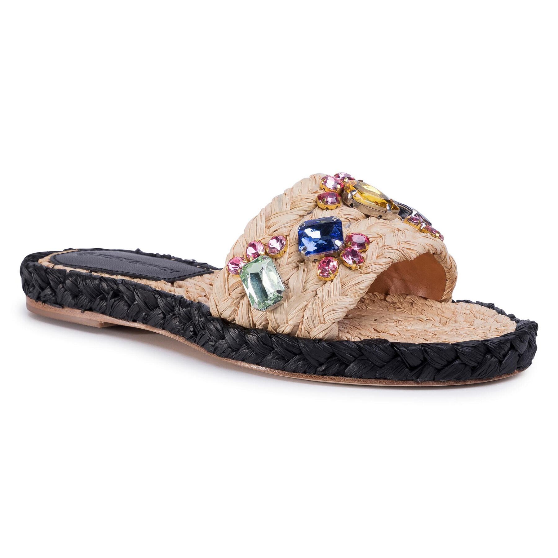 Tory Burch Еспадрили Crystal Raffia Slide Raffia 63580 Бежов - Pepit.bg