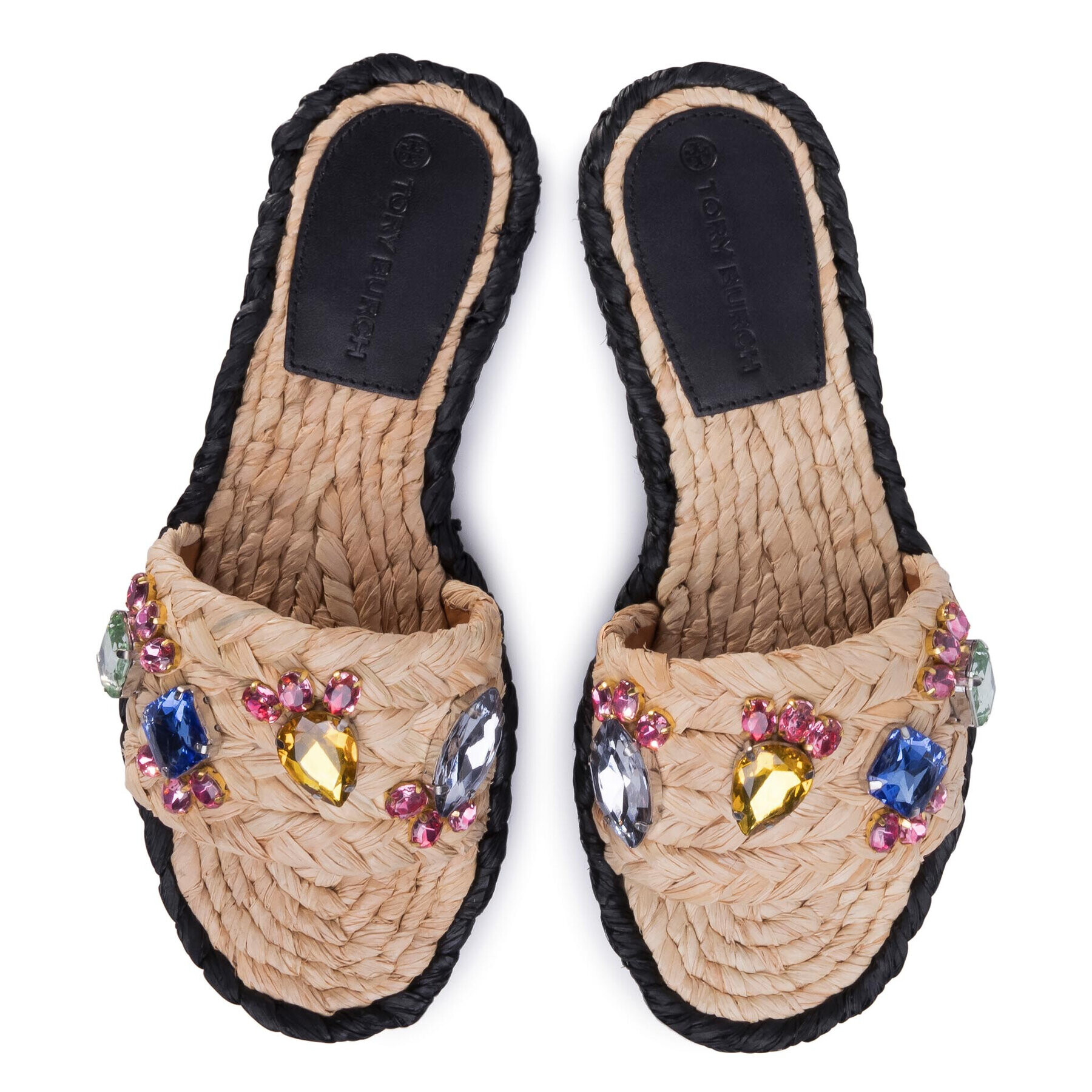 Tory Burch Еспадрили Crystal Raffia Slide Raffia 63580 Бежов - Pepit.bg