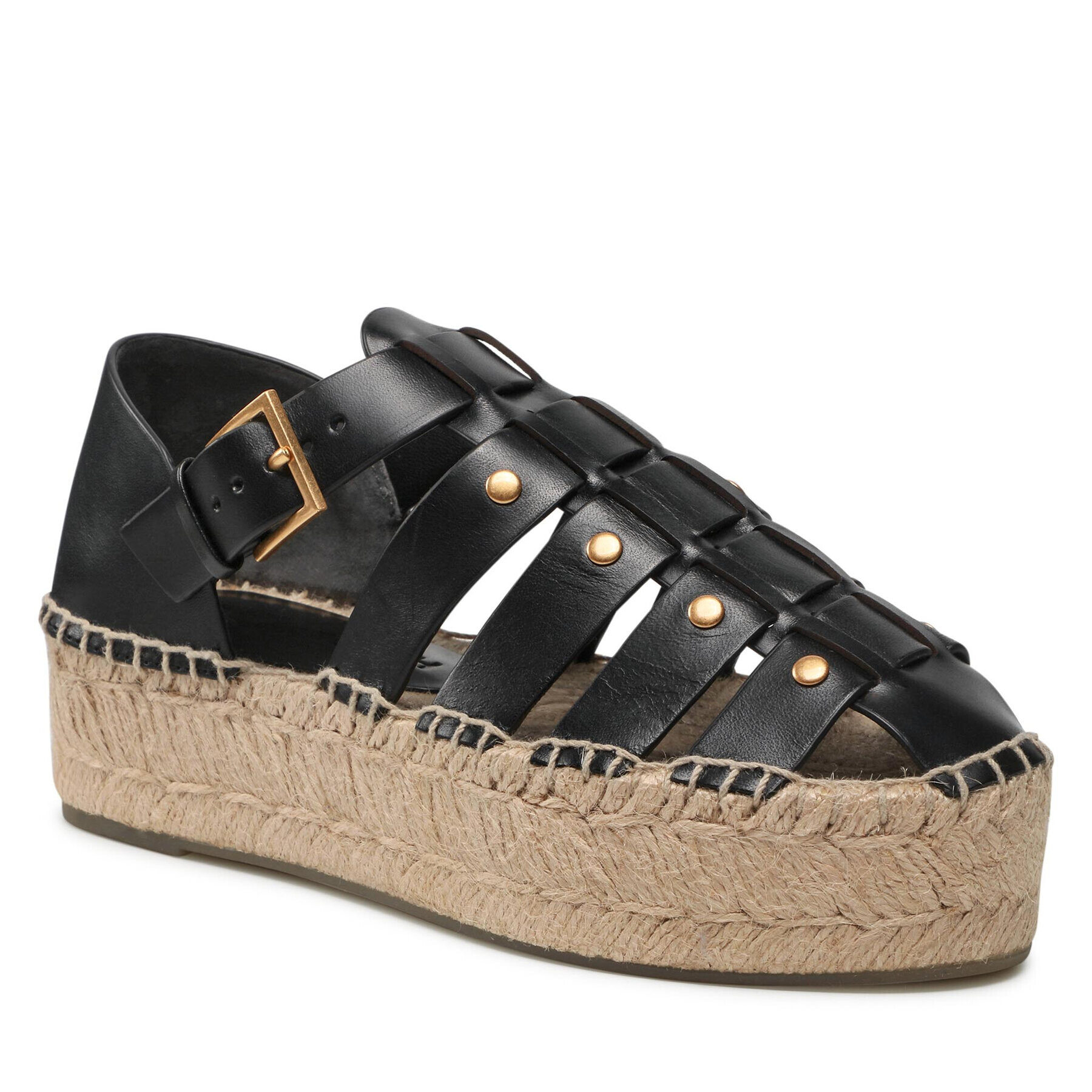 Tory Burch Еспадрили Fisherman Flatform Espadrille 90554 Черен - Pepit.bg