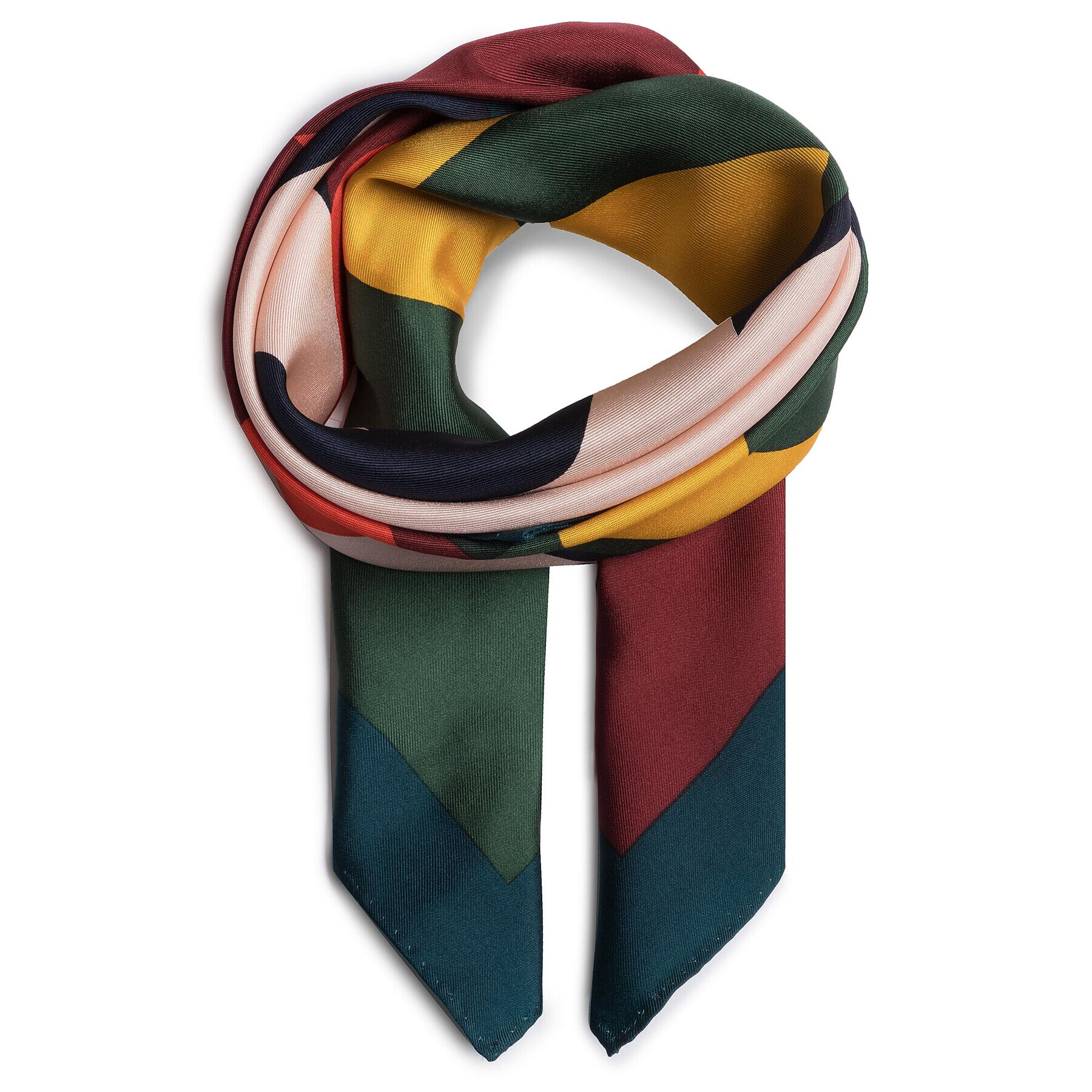 Tory Burch Фишу Color Block Logo Silk Neckerchief 56903 Зелен - Pepit.bg