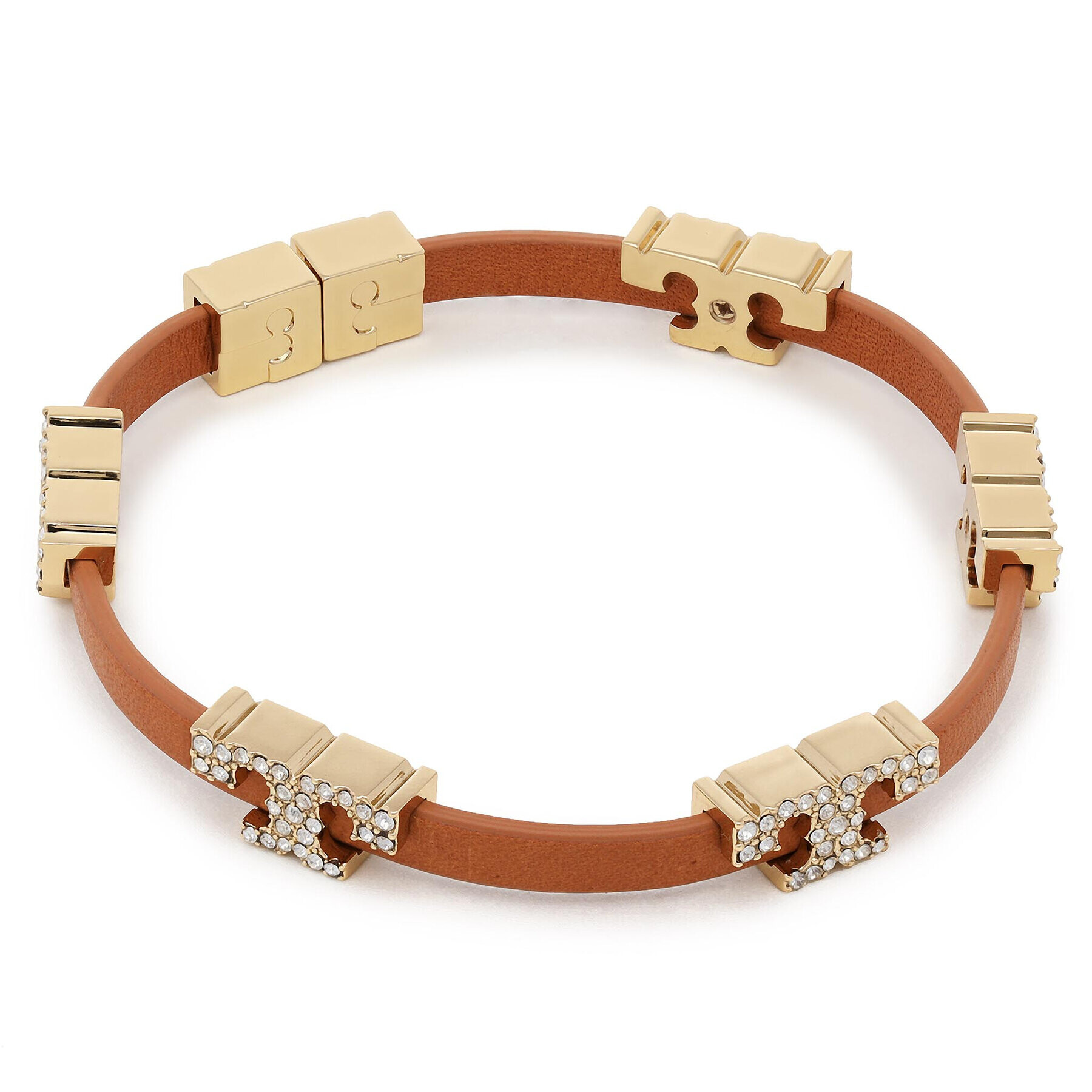 Tory Burch Гривна Serif-T Stackable Bracelet 80702 Кафяв - Pepit.bg