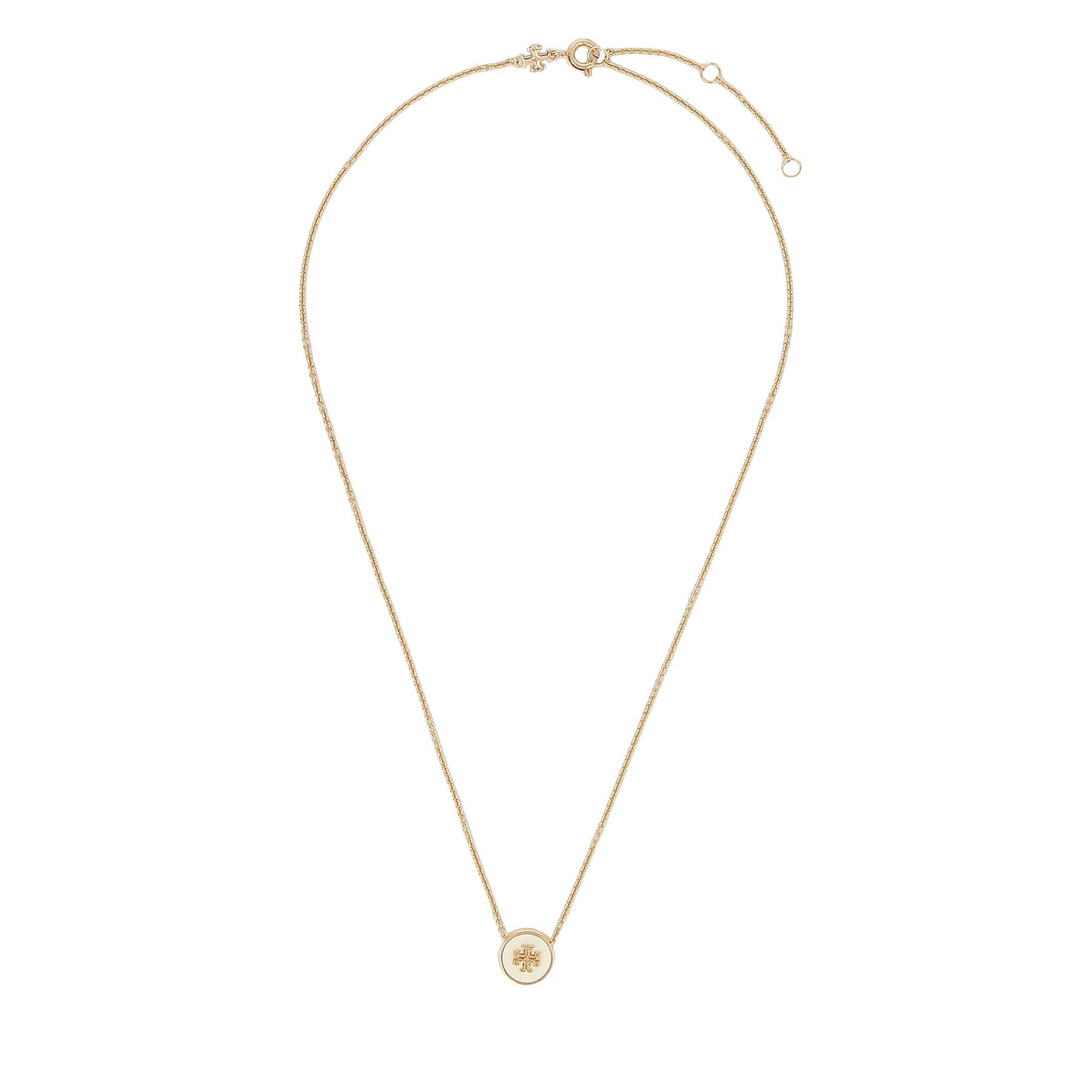 Tory Burch Колие Kira Enamel Pendant 90549 Бял - Pepit.bg