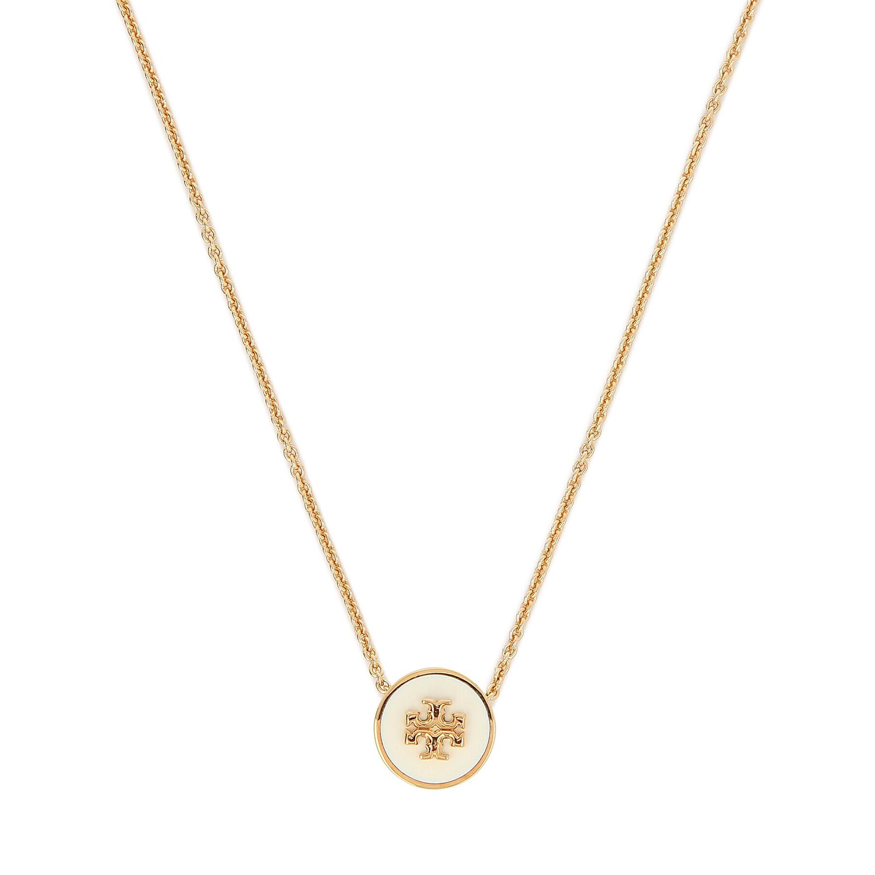 Tory Burch Колие Kira Enamel Pendant 90549 Бял - Pepit.bg