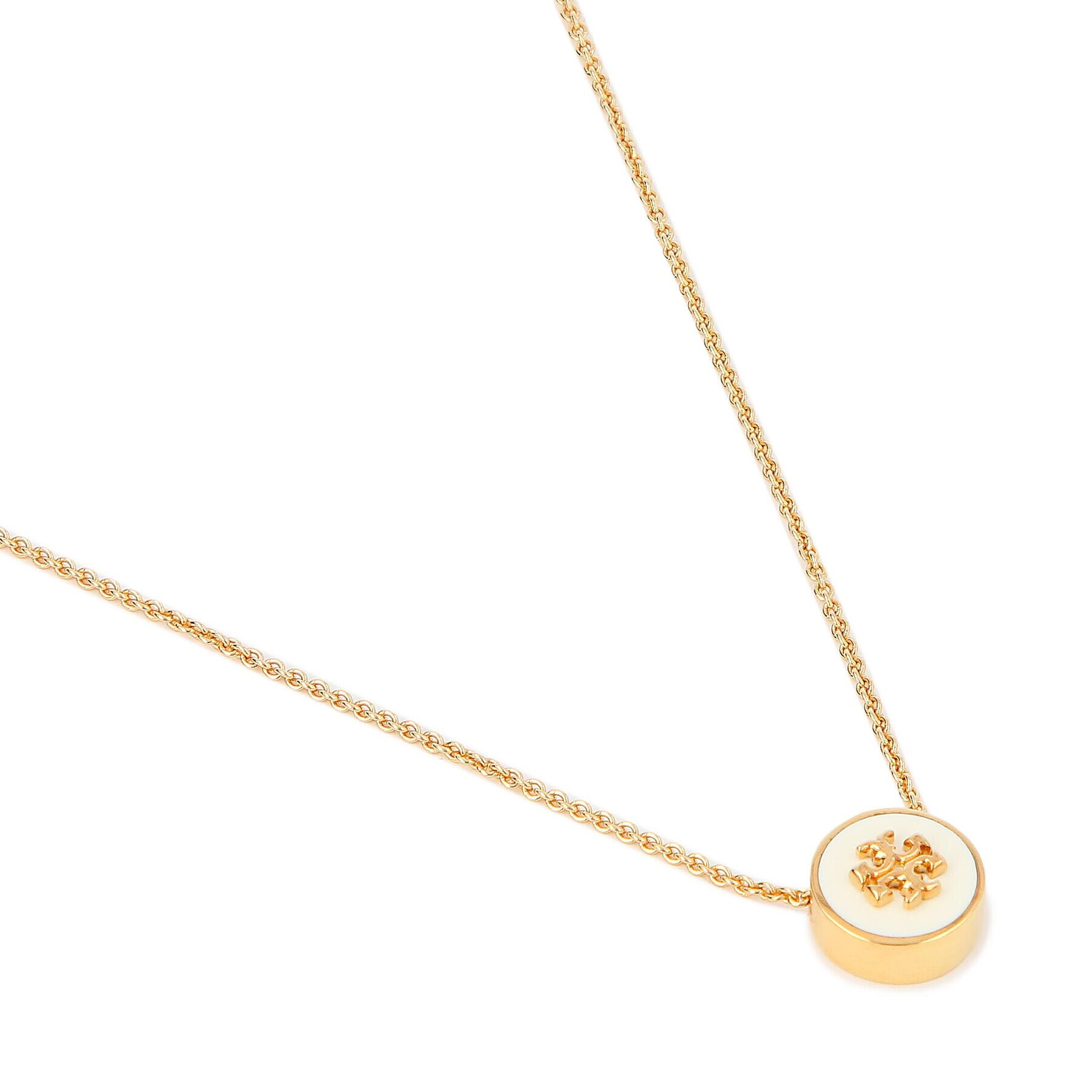 Tory Burch Колие Kira Enamel Pendant 90549 Бял - Pepit.bg