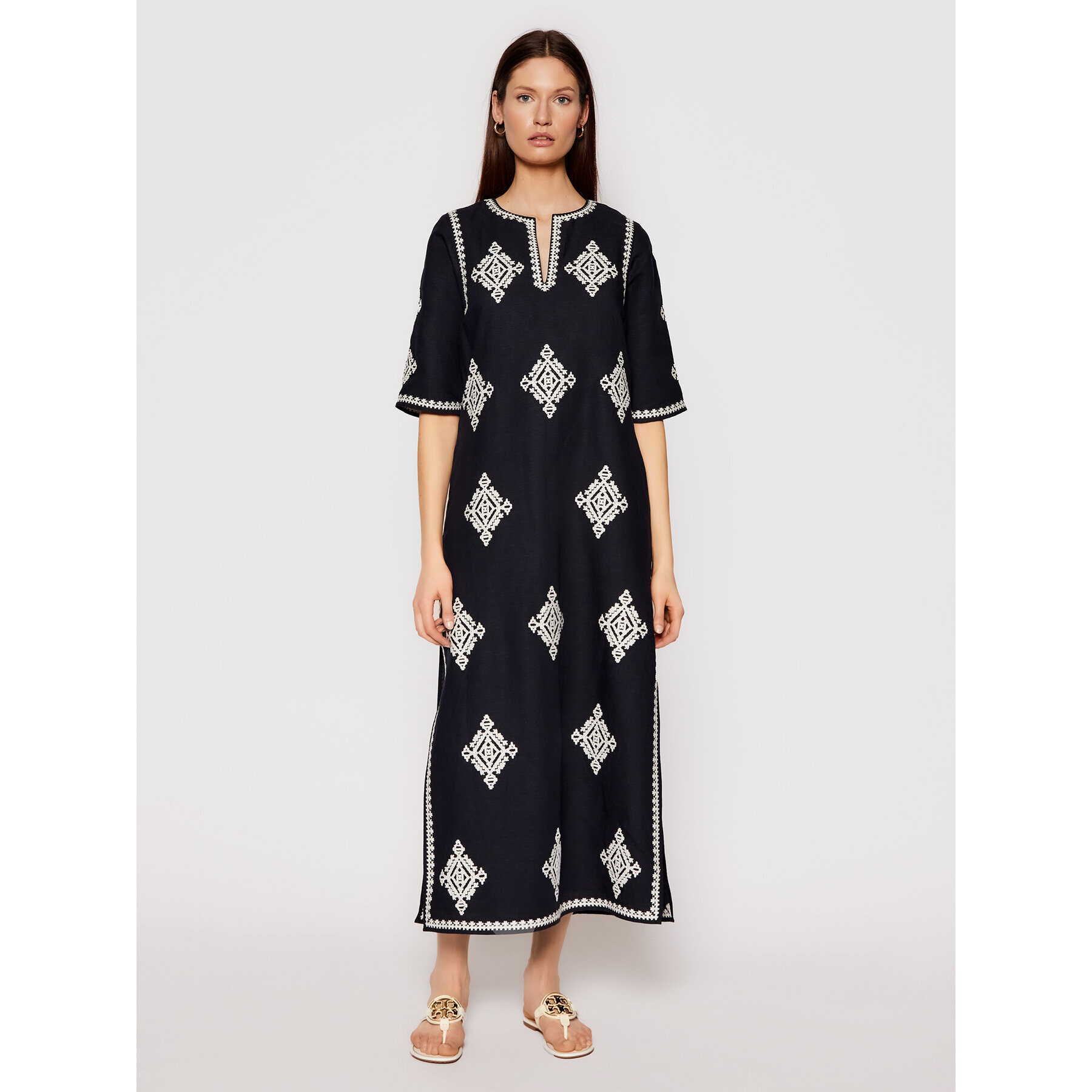 Tory Burch Лятна рокля Celeste Caftan 48703 Тъмносин Regular Fit - Pepit.bg