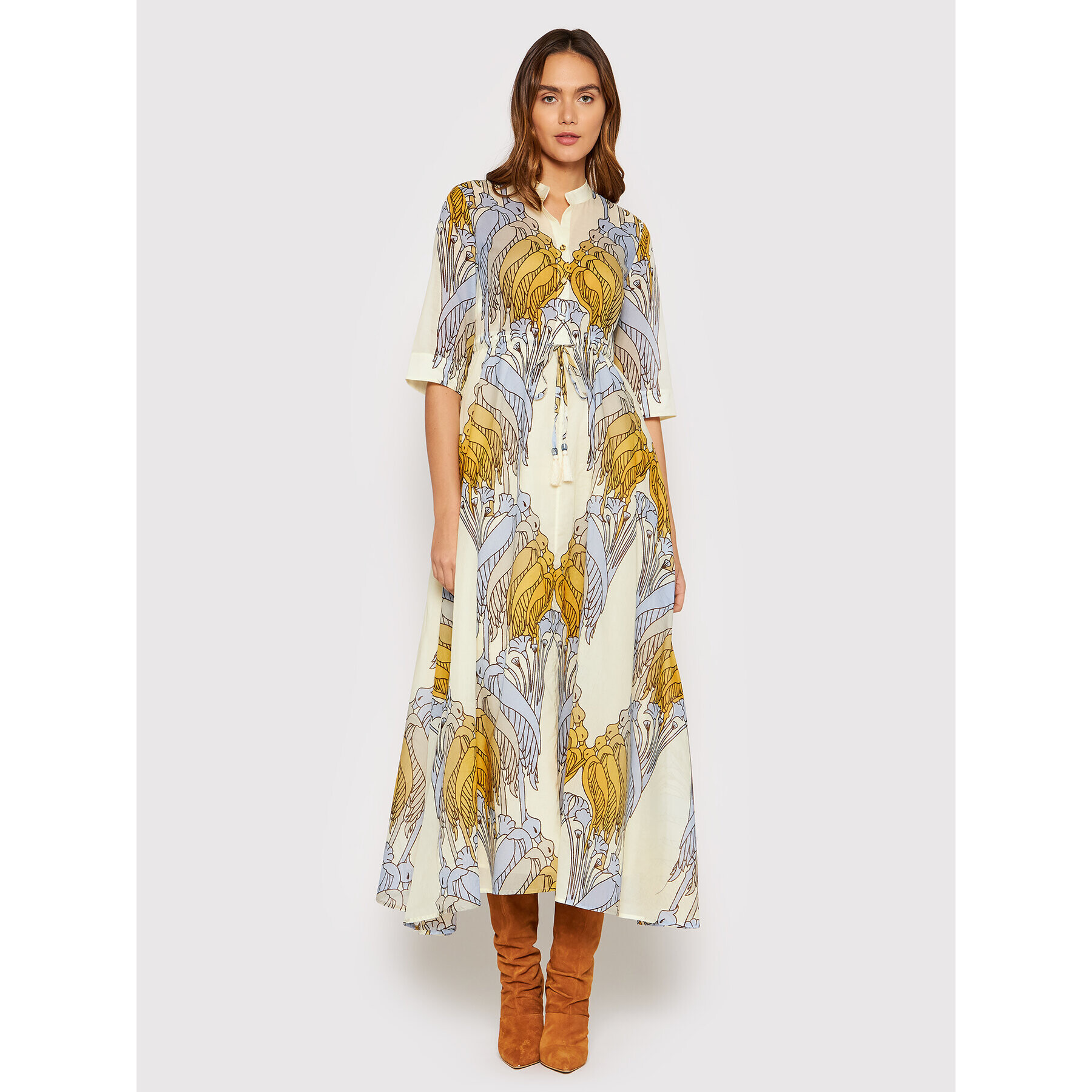Tory Burch Ежедневна рокля Printed 83310 Бежов Relaxed Fit - Pepit.bg