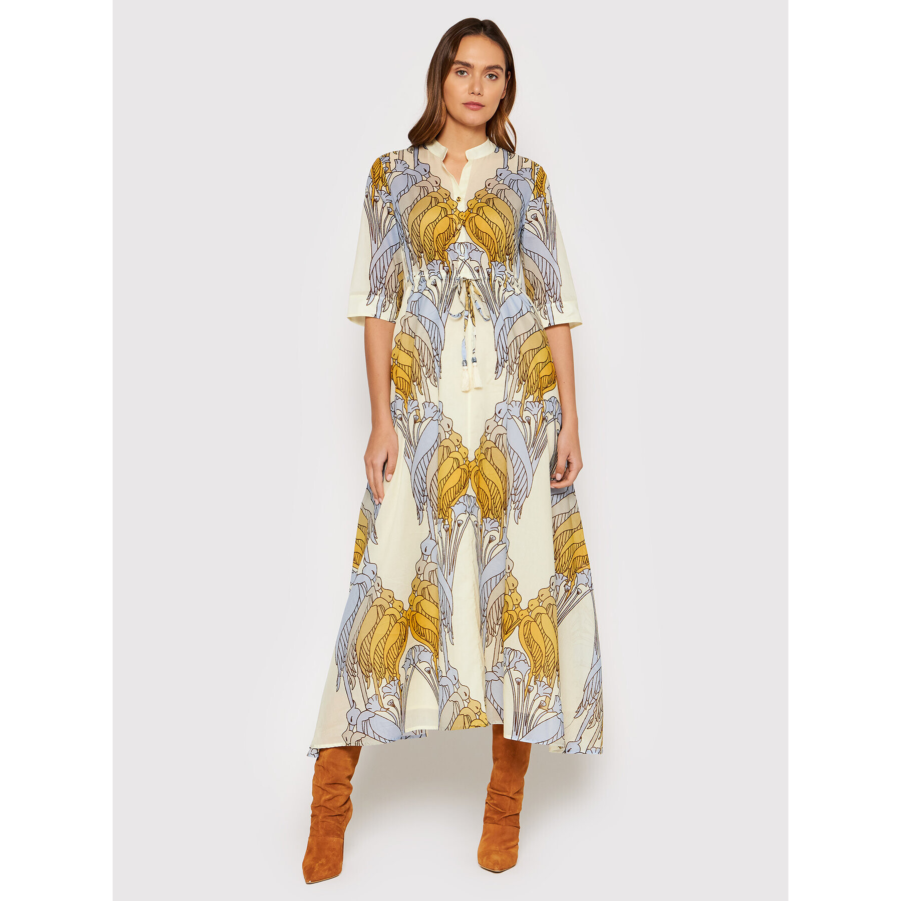 Tory Burch Ежедневна рокля Printed 83310 Бежов Relaxed Fit - Pepit.bg