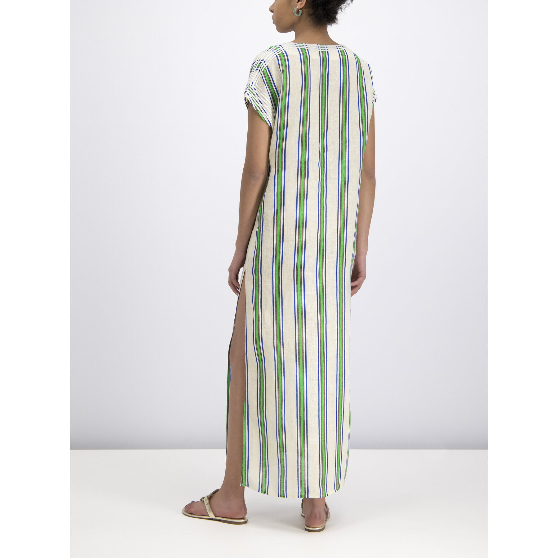 Tory Burch Лятна рокля Striped Caftan 57114 Зелен Regular Fit - Pepit.bg