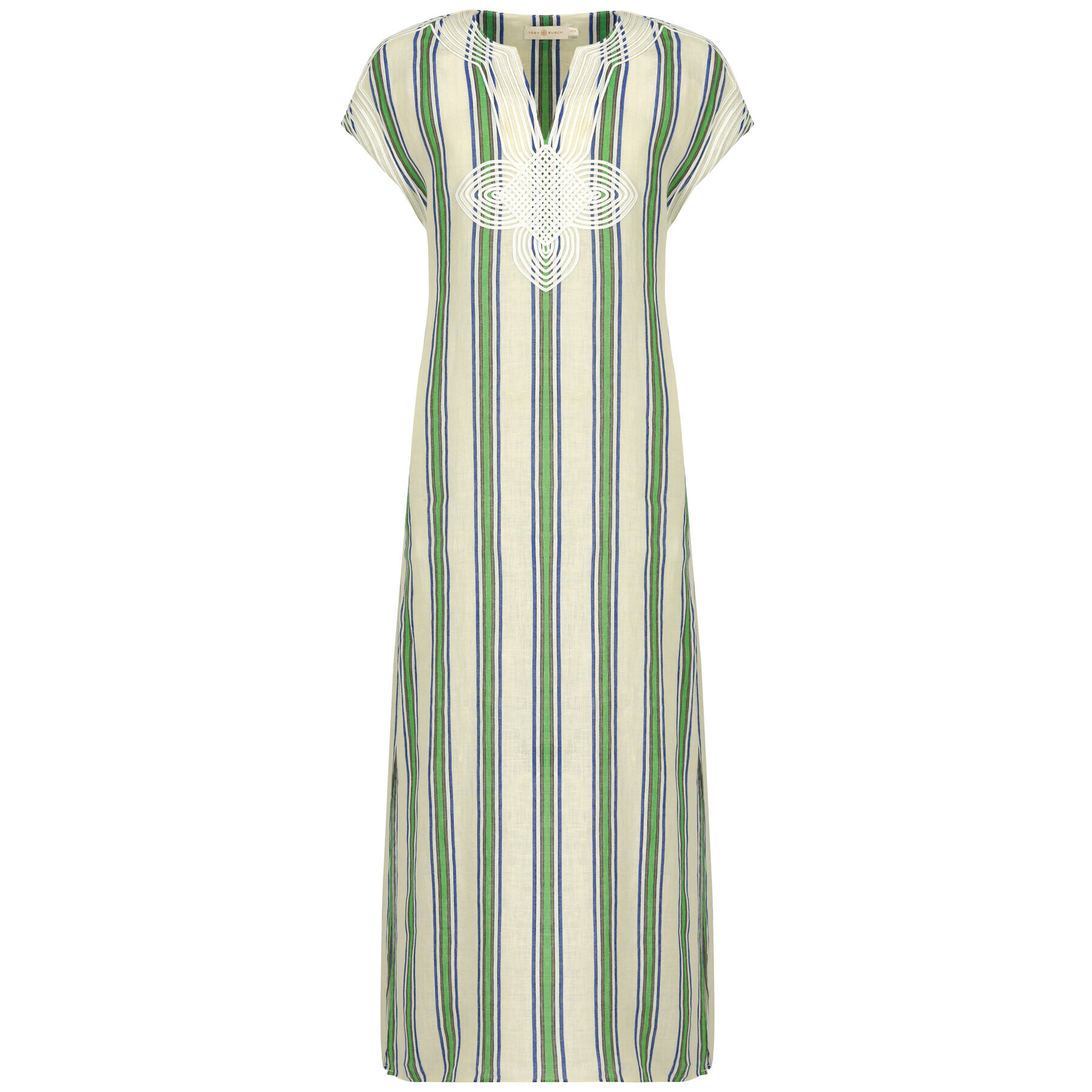 Tory Burch Лятна рокля Striped Caftan 57114 Зелен Regular Fit - Pepit.bg