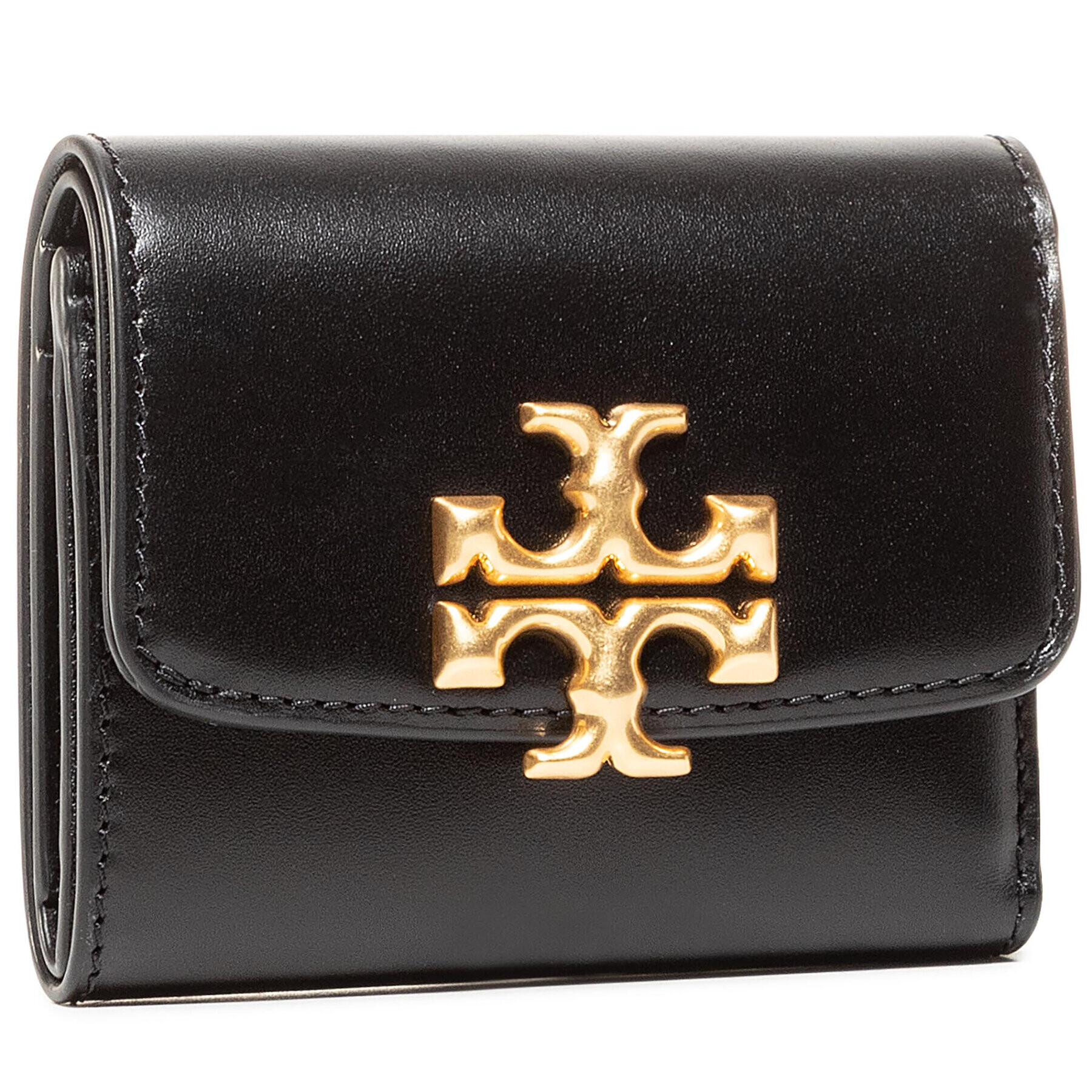 Tory Burch Малък дамски портфейл Elenor Compact Wallet 73519 Черен - Pepit.bg