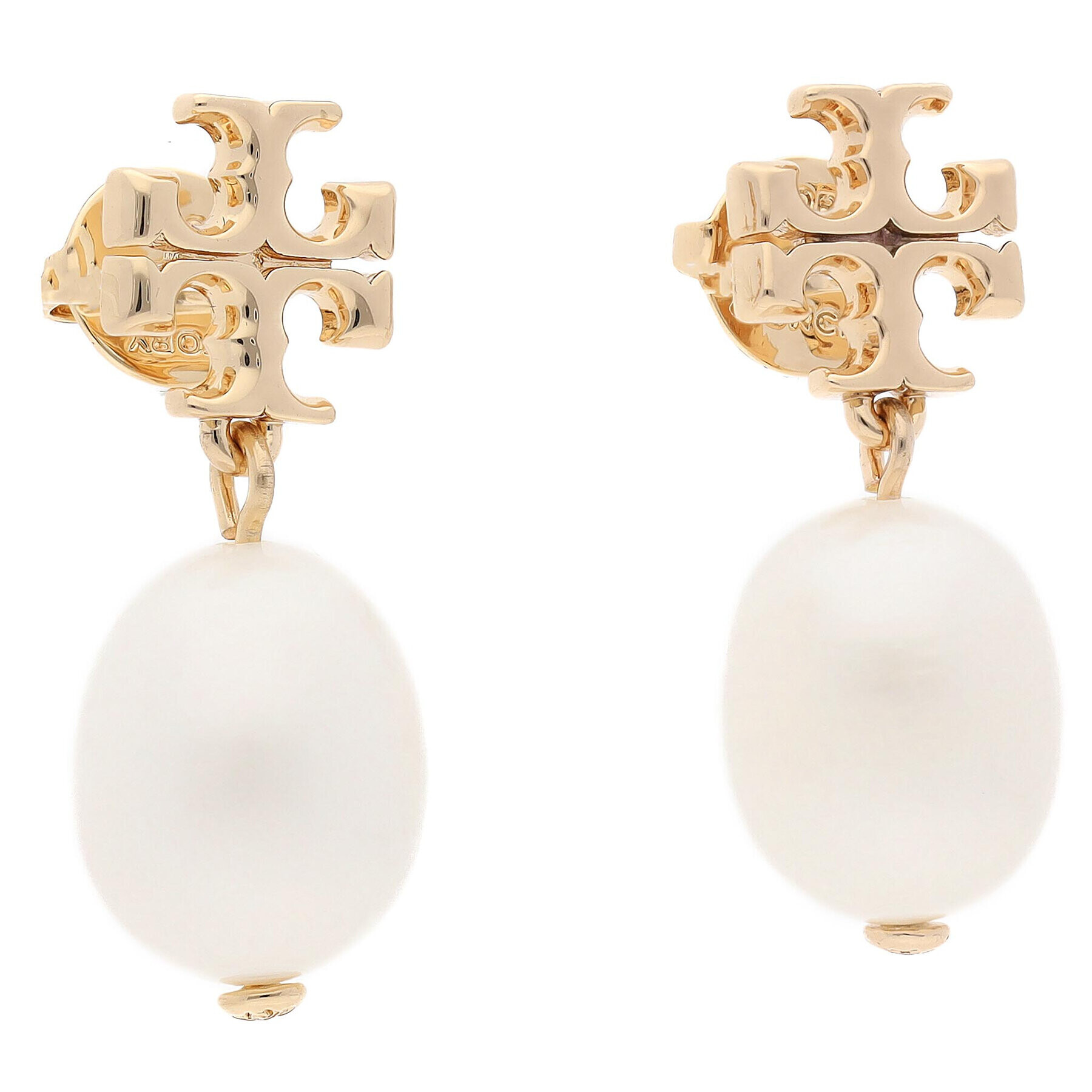 Tory Burch Обици Kira Pearl Drop Earring 65156 Бял - Pepit.bg
