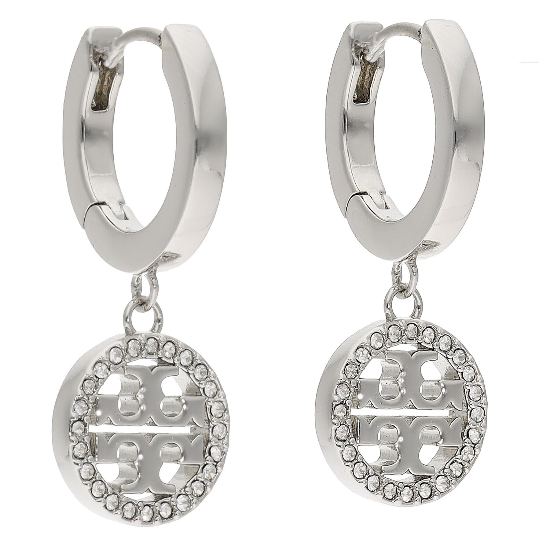 Tory Burch Обици Miller Pave Hoop Earring 87041 Сребрист - Pepit.bg