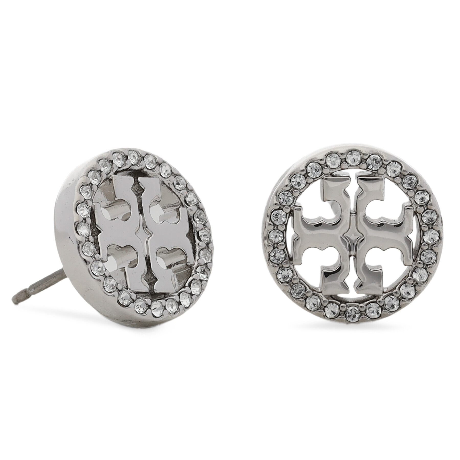Tory Burch Обици Miller Pave Stud Earring Box 80318 Сребрист - Pepit.bg