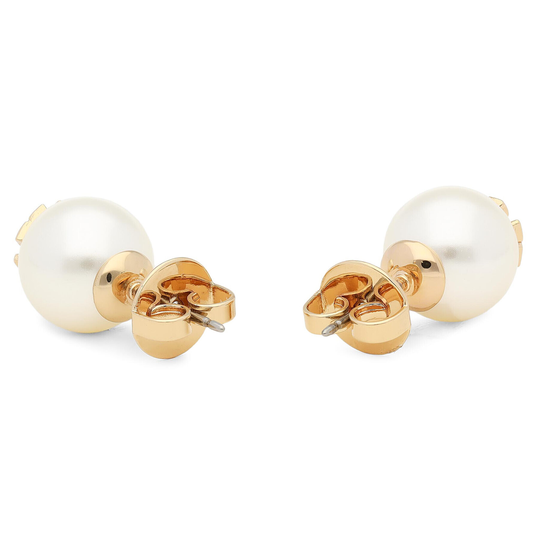 Tory Burch Обици Crystal Pearl Stud Earring 11165514 Бял - Pepit.bg