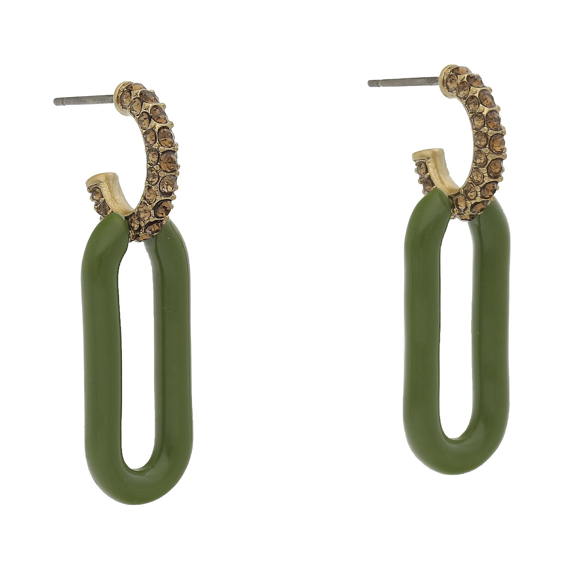 Tory Burch Обици Roxanne Link Erring Rolled 141789 Зелен - Pepit.bg