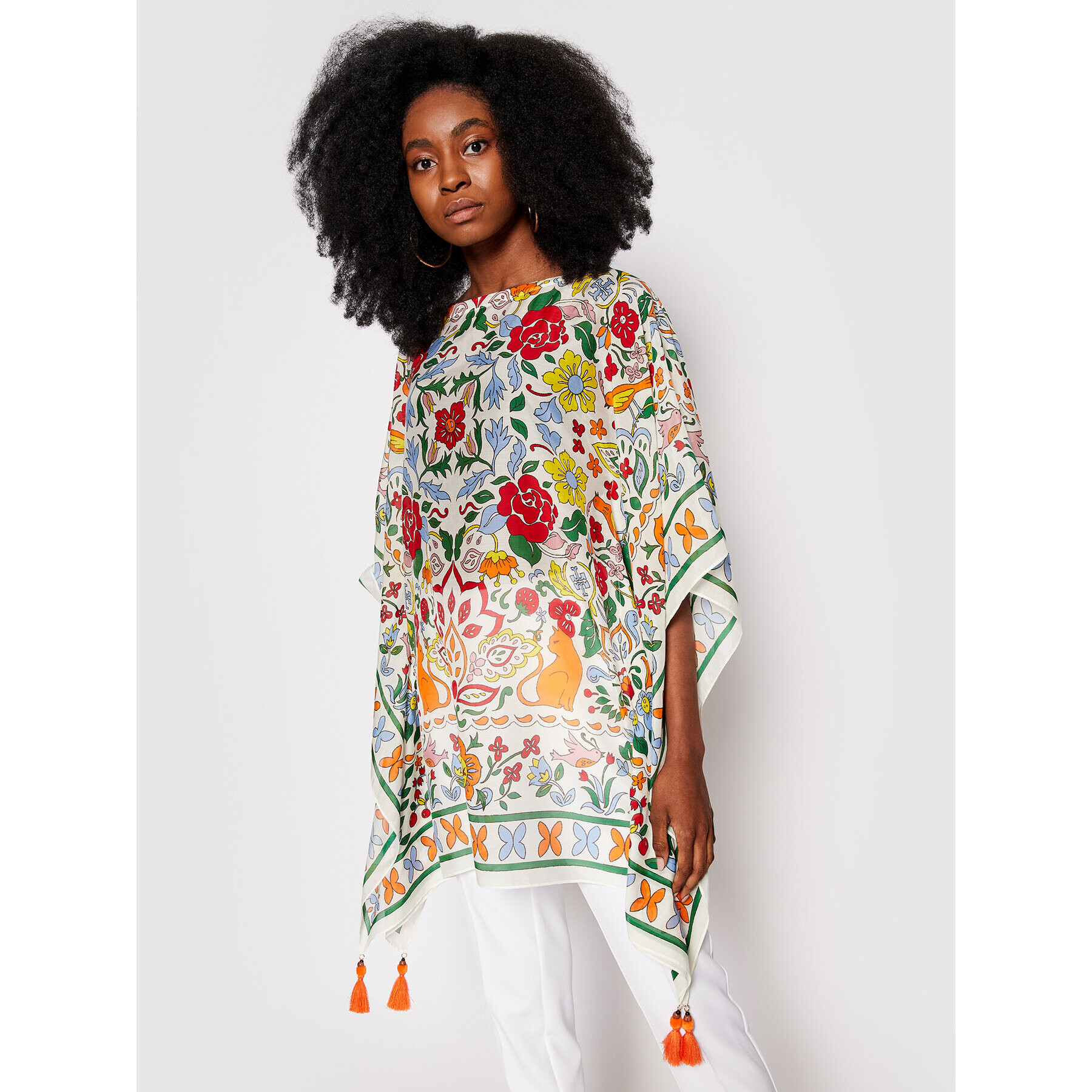 Tory Burch Плажна рокля Printed Beach 75243 Бял Regular Fit - Pepit.bg