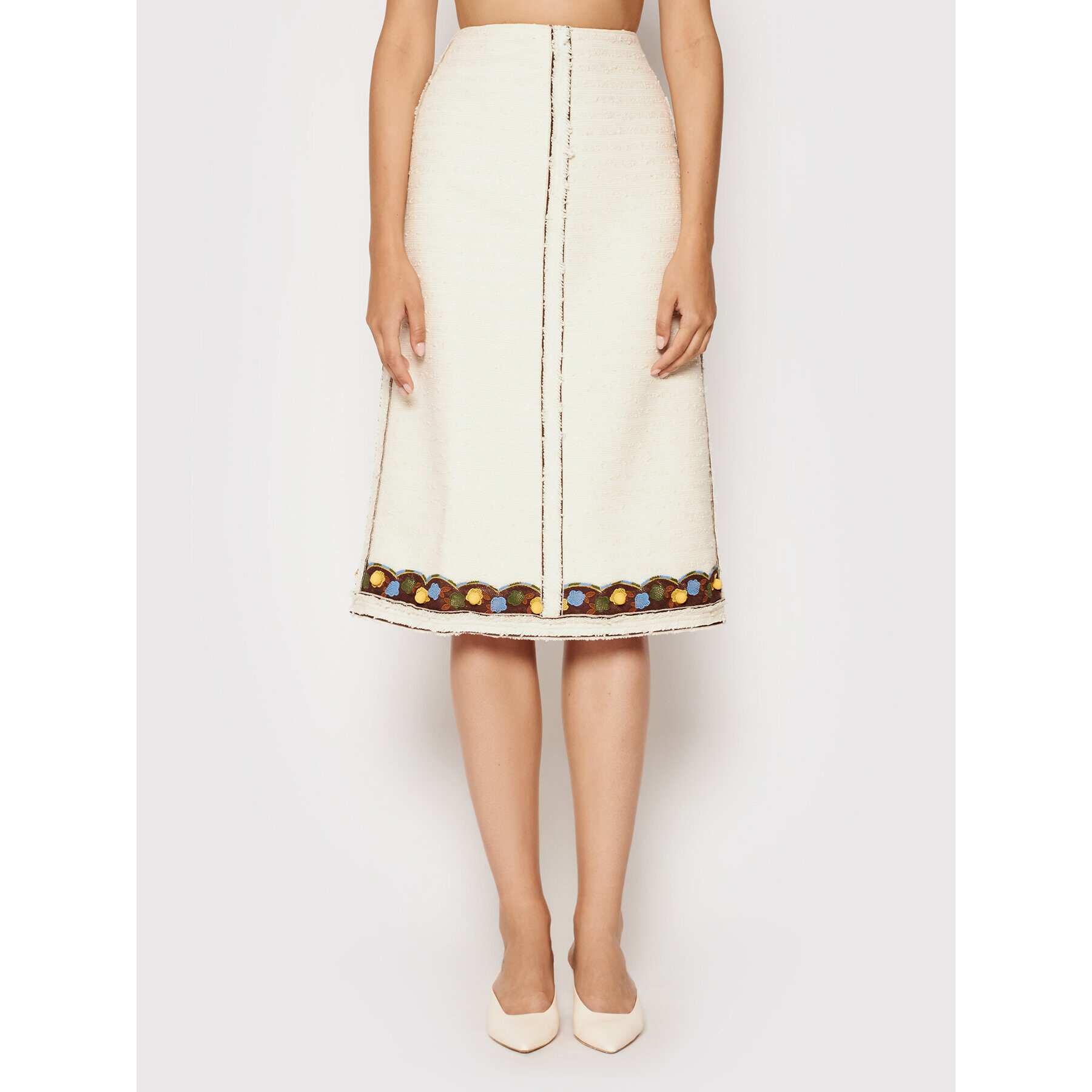 Tory Burch Пола тип трапец Tweed 83582 Бежов Regular Fit - Pepit.bg