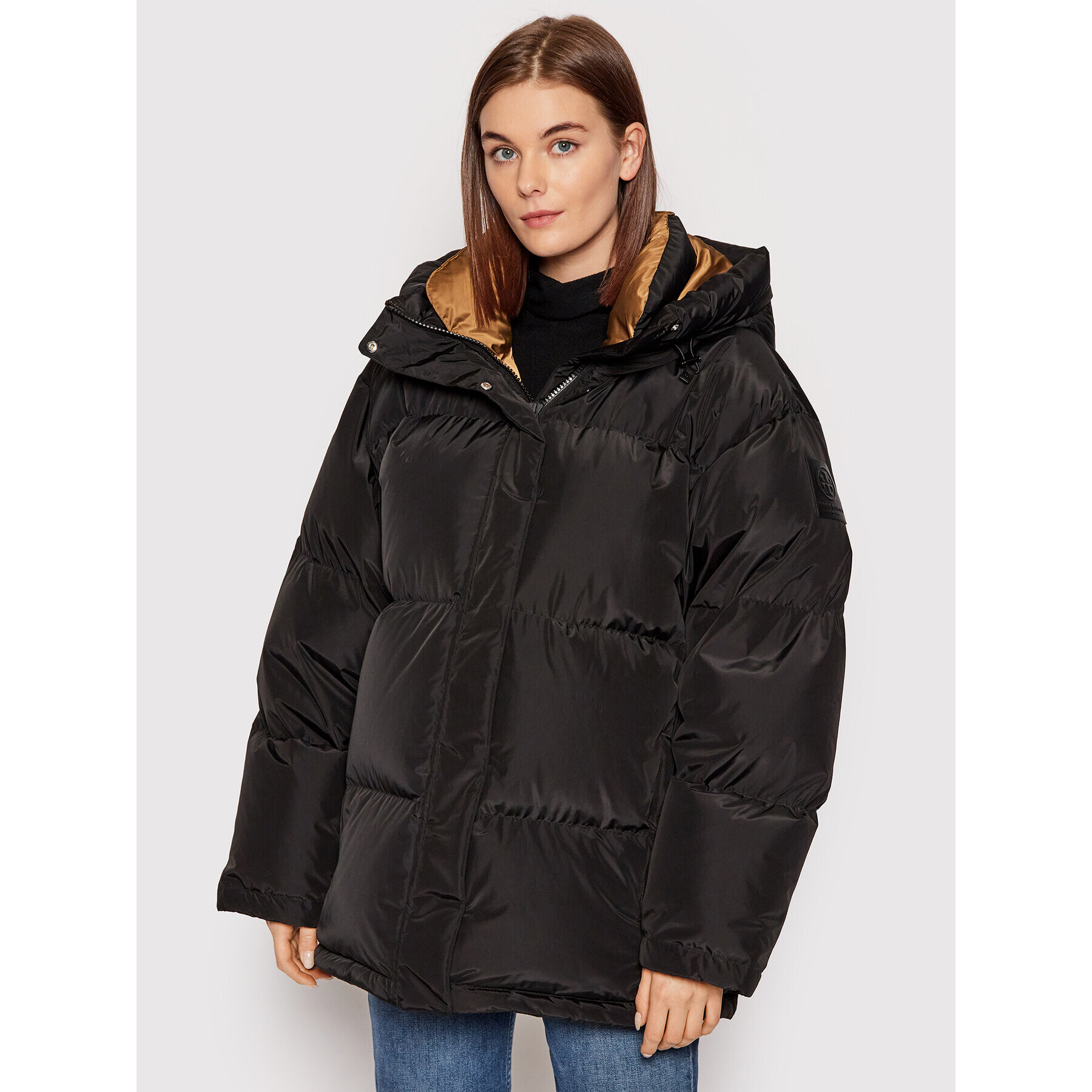 Tory Burch Пухено яке Hooded Down 83635 Черен Oversize - Pepit.bg