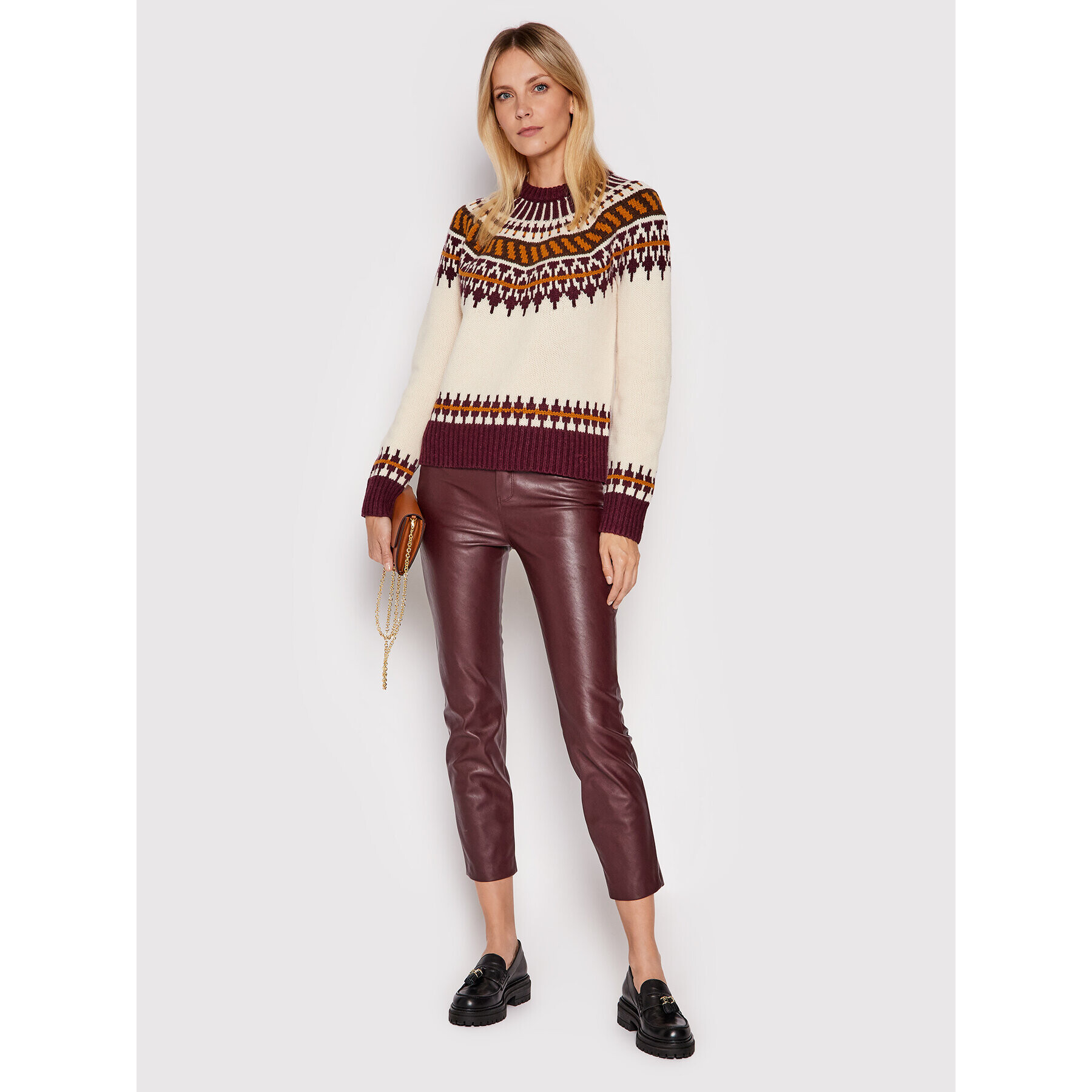 Tory Burch Пуловер Fair Isle 84420 Бежов Regular Fit - Pepit.bg