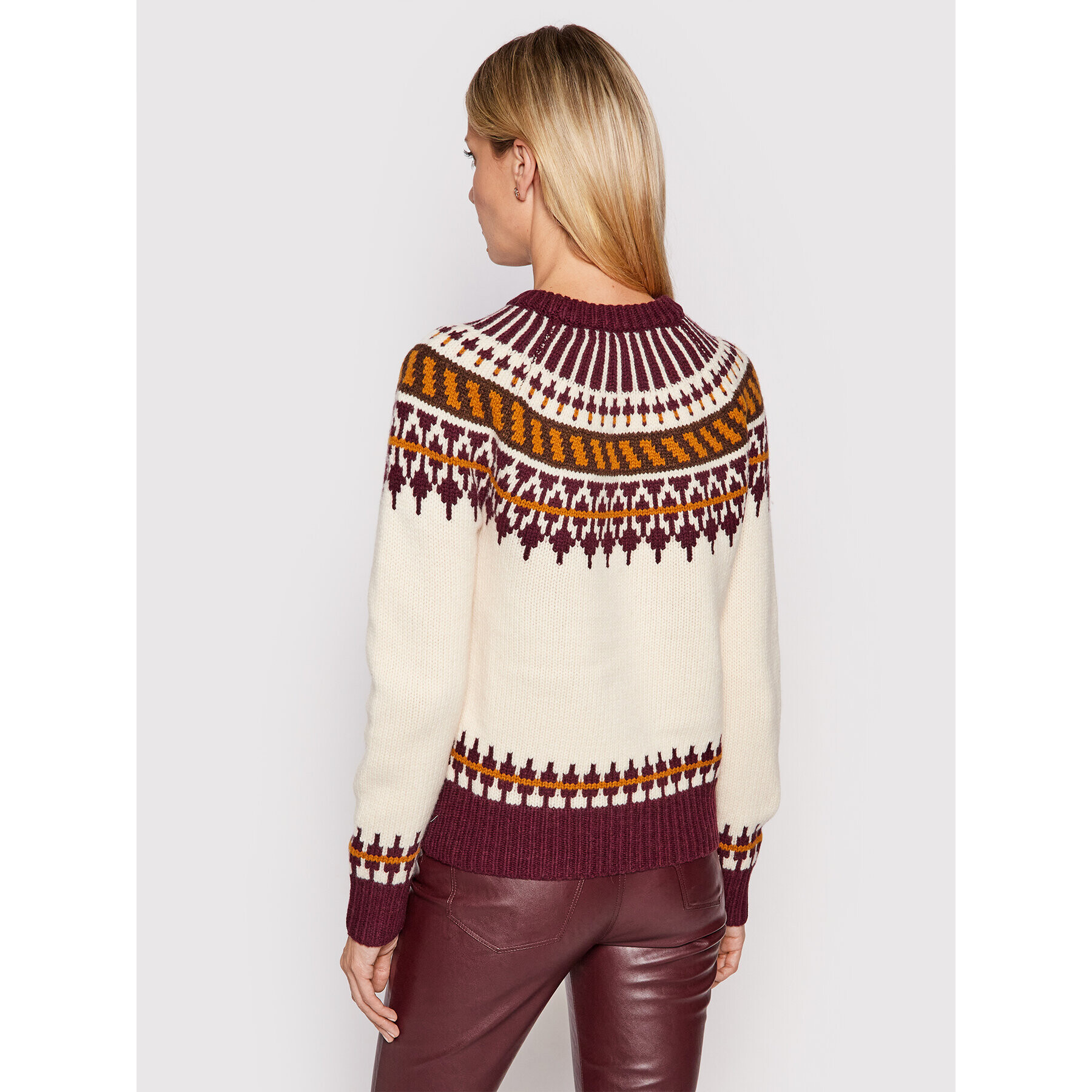 Tory Burch Пуловер Fair Isle 84420 Бежов Regular Fit - Pepit.bg