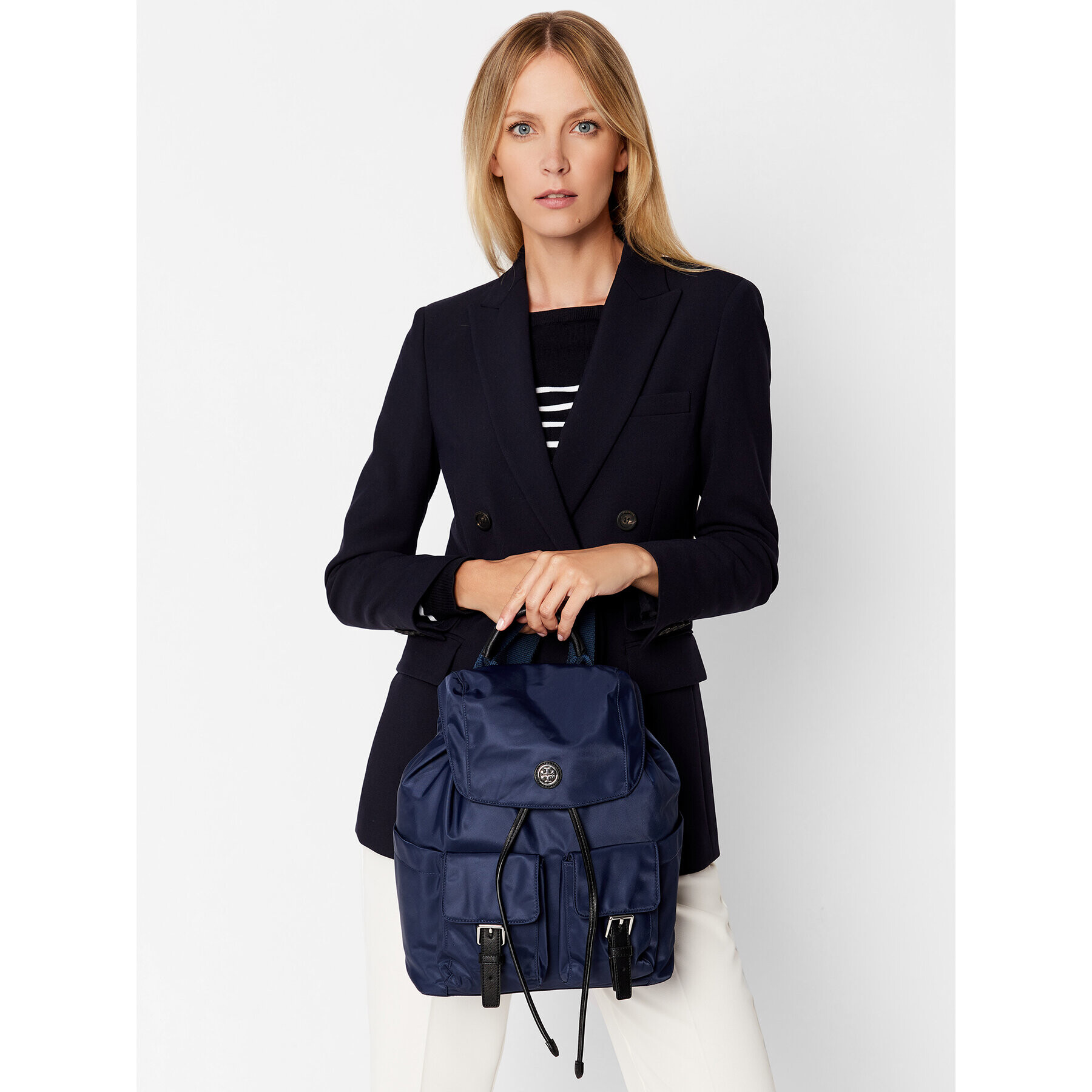 Tory Burch Раница Virginia Flap Backpack 85061 Тъмносин - Pepit.bg