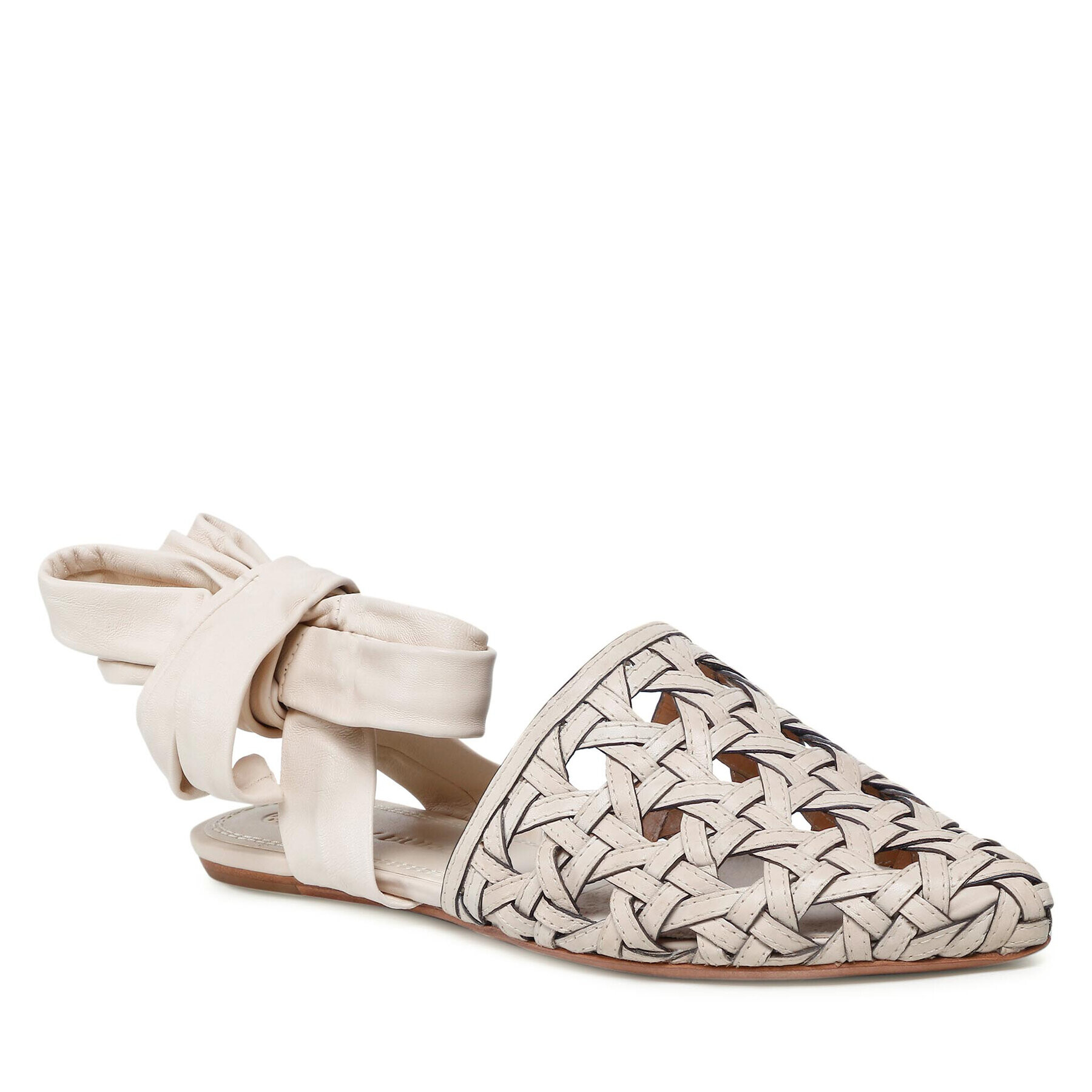 Tory Burch Сандали Basketweave Wrap Flat 85255 Бежов - Pepit.bg