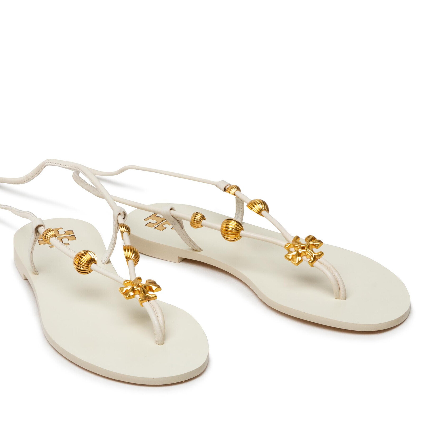 Tory Burch Сандали Capri Flat Lace Up Sandal 80044 Бежов - Pepit.bg