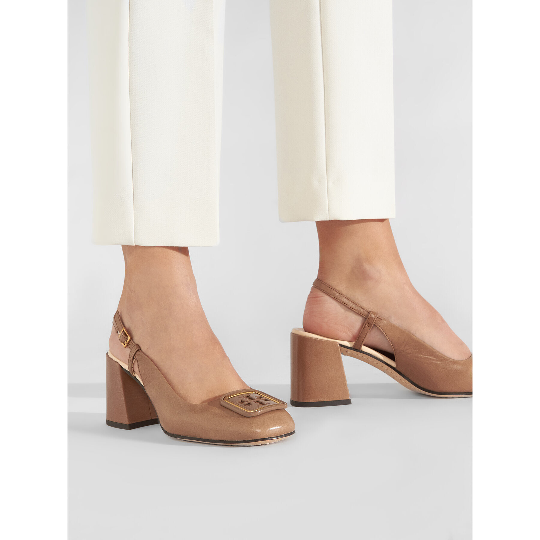 Tory Burch Сандали Georgia Slingback 70Mm 136335 Кафяв - Pepit.bg