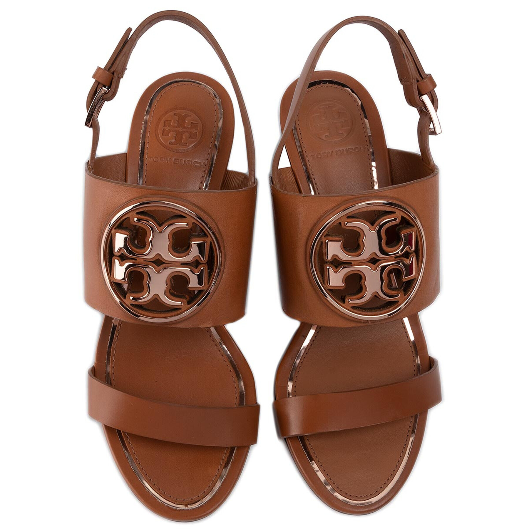 Tory Burch Сандали Metal Miller 65Mm Wedge 56115 Кафяв - Pepit.bg