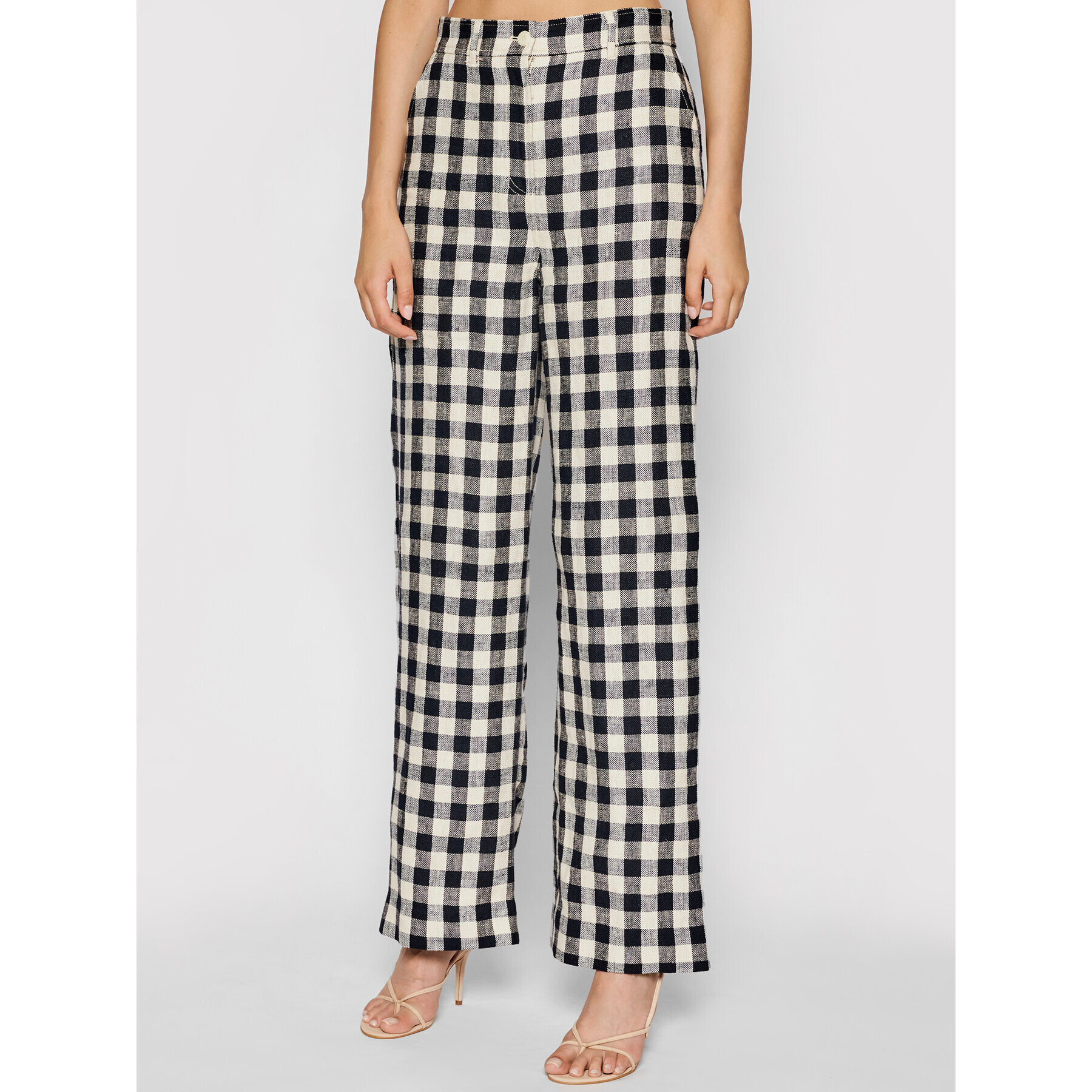 Tory Burch Текстилни панталони Linen Gingham 84521 Цветен Regular Fit - Pepit.bg