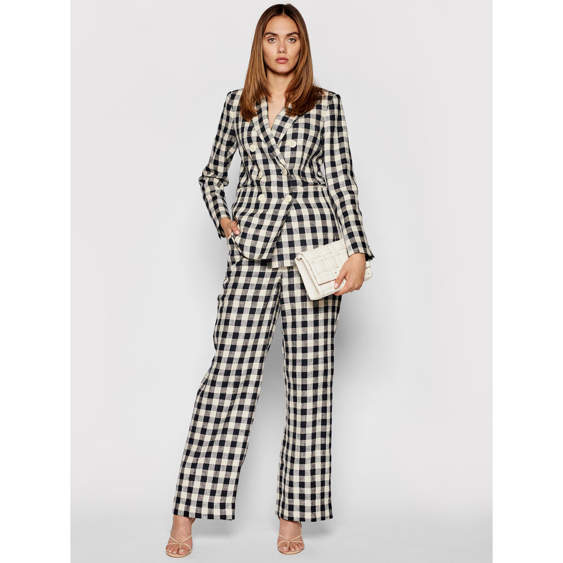 Tory Burch Текстилни панталони Linen Gingham 84521 Цветен Regular Fit - Pepit.bg