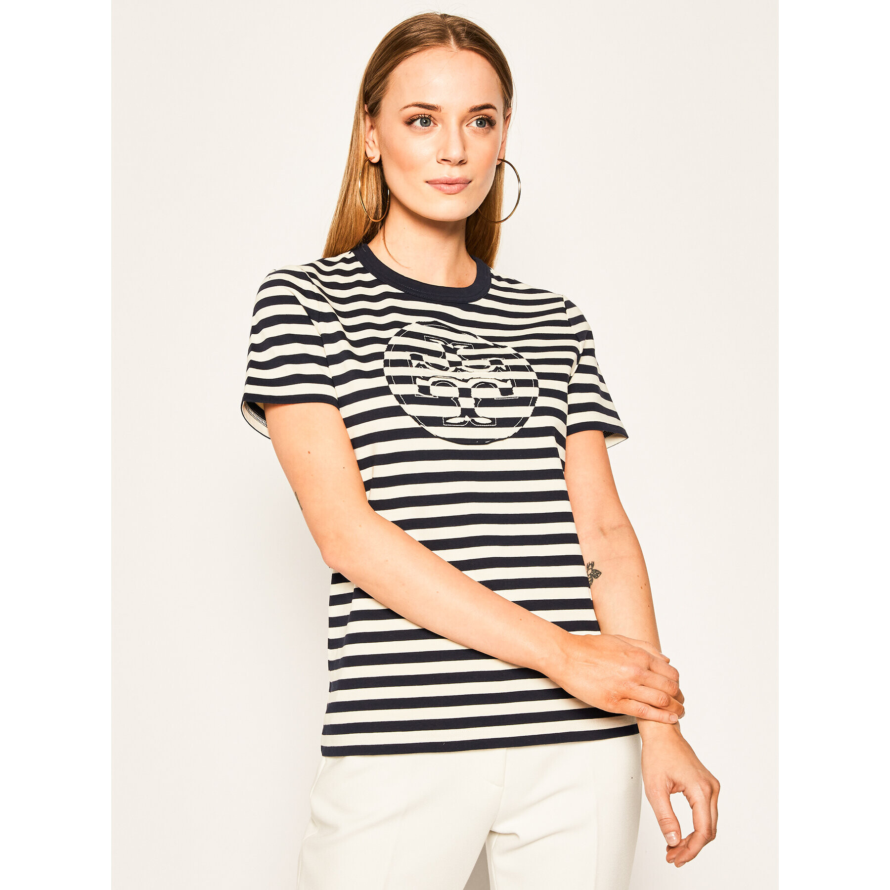 Tory Burch Тишърт Striped Logo 63871 Цветен Regular Fit - Pepit.bg