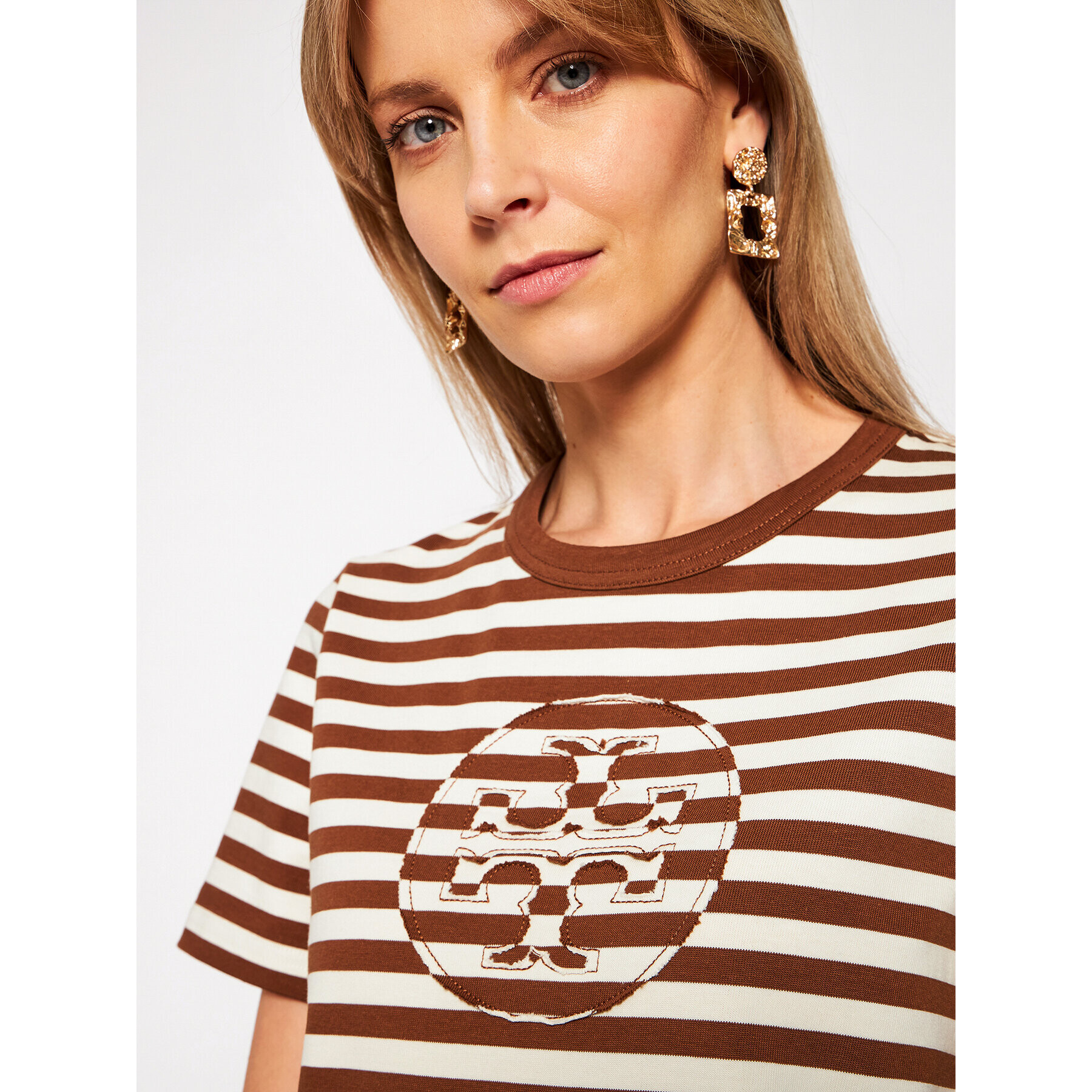 Tory Burch Тишърт Striped Logo 63871 Цветен Regular Fit - Pepit.bg