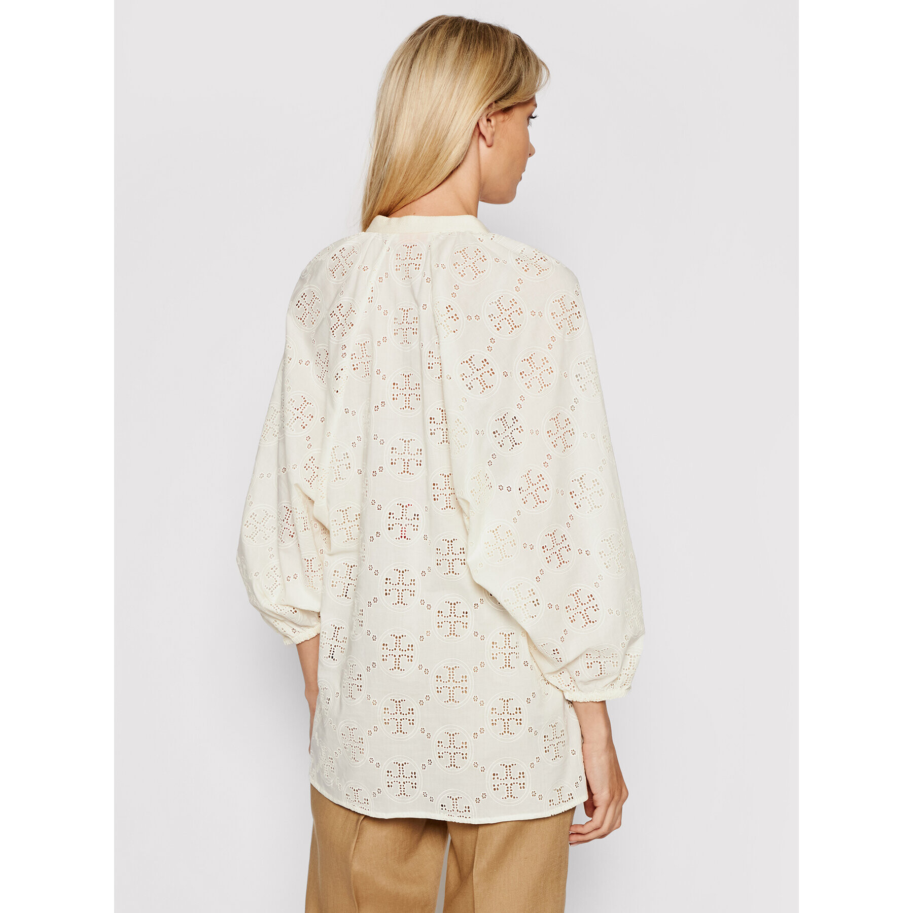 Tory Burch Туника Logo Lace Ballon Sleeve 84520 Бежов Regular Fit - Pepit.bg