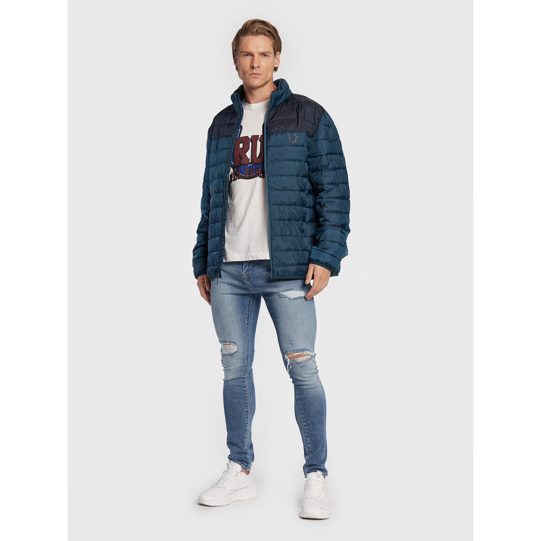 True Religion Пухено яке Light Puffer 106325 Тъмносин Regular Fit - Pepit.bg