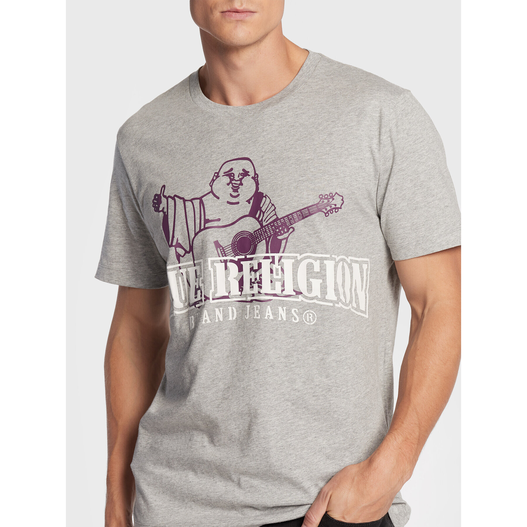 True Religion Тишърт Buddha Stencil 106294 Сив Regular Fit - Pepit.bg