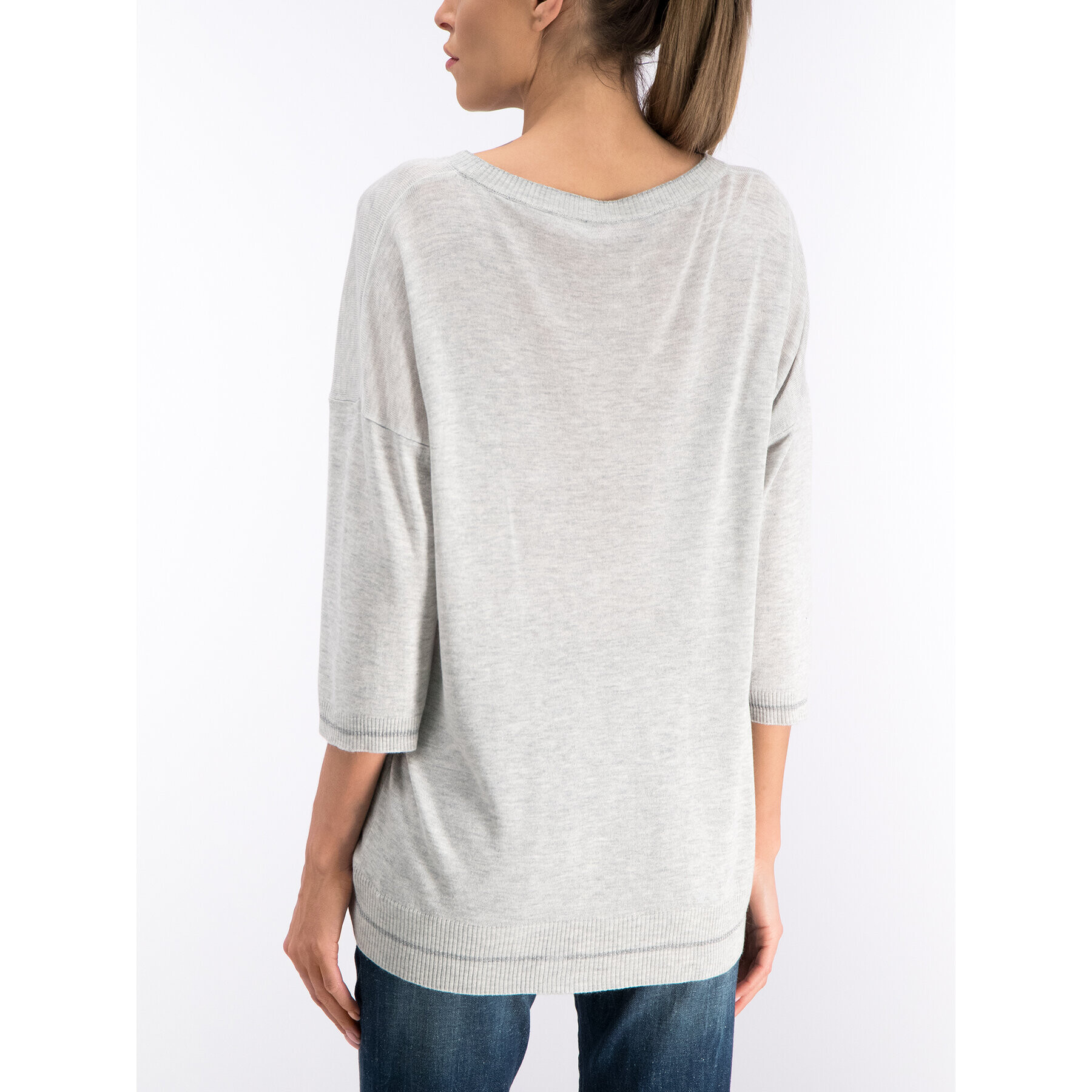 Trussardi Блуза Round Neck Over Viscose Wool Blend O 56M00187 Сив Oversize - Pepit.bg