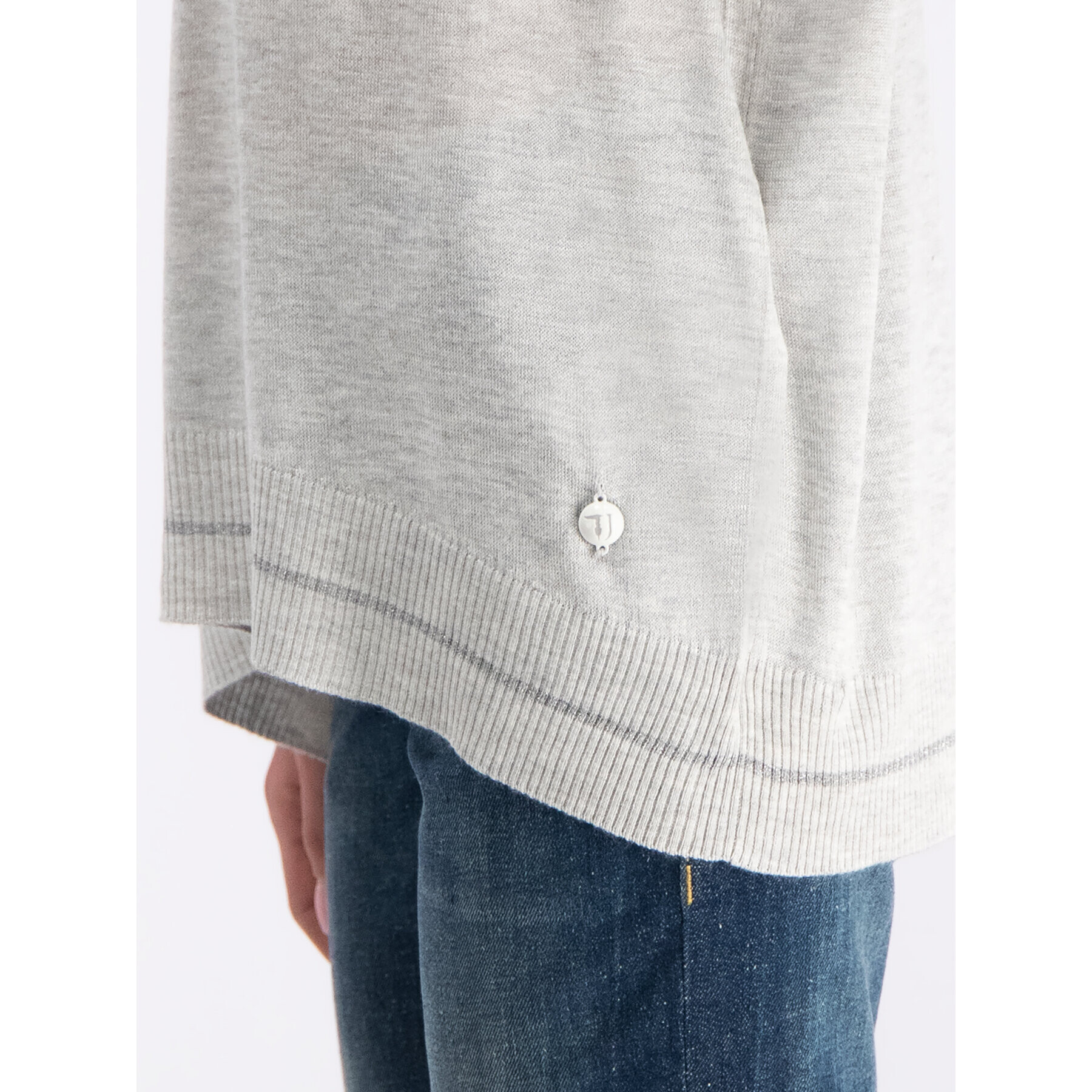 Trussardi Блуза Round Neck Over Viscose Wool Blend O 56M00187 Сив Oversize - Pepit.bg