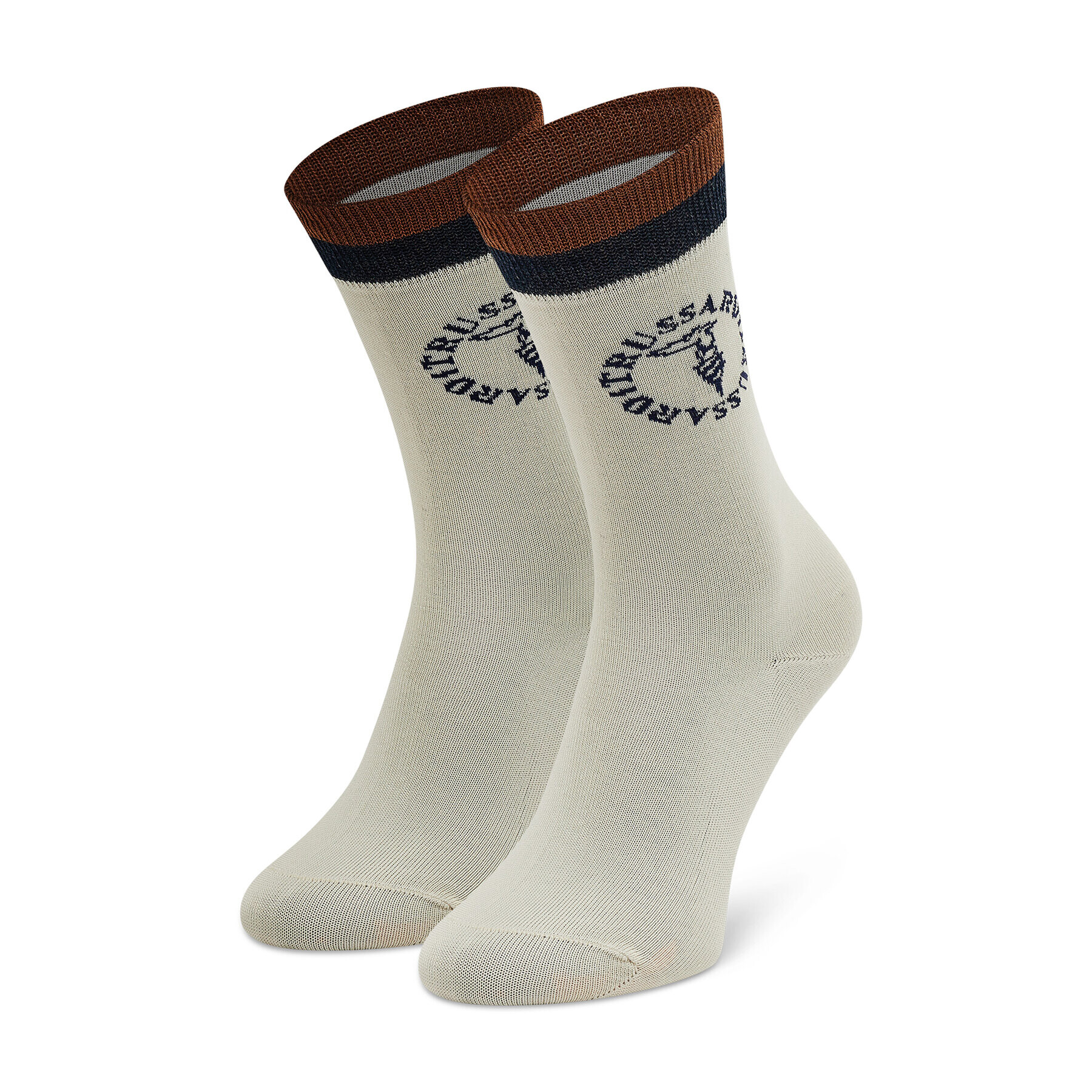 Trussardi Чорапи дълги дамски Crew Socks Logo Round 59Z00321 Бежов - Pepit.bg
