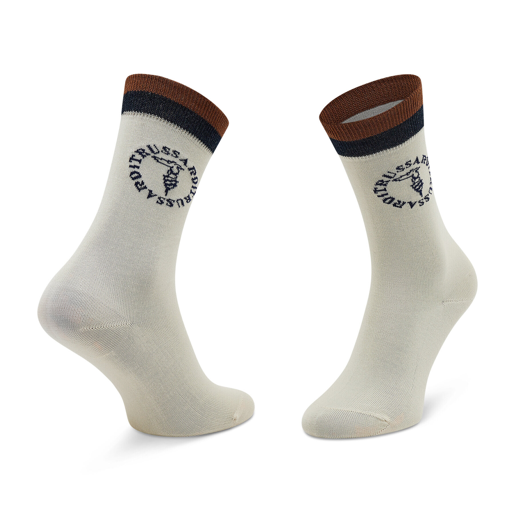 Trussardi Чорапи дълги дамски Crew Socks Logo Round 59Z00321 Бежов - Pepit.bg