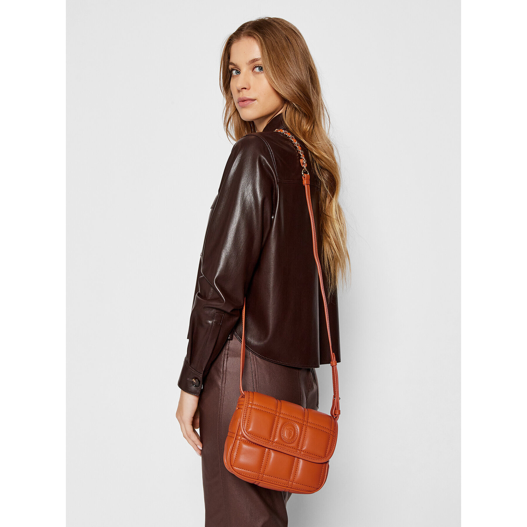 Trussardi Дамска чанта Alyssa Shoulder 75B01241 Кафяв - Pepit.bg