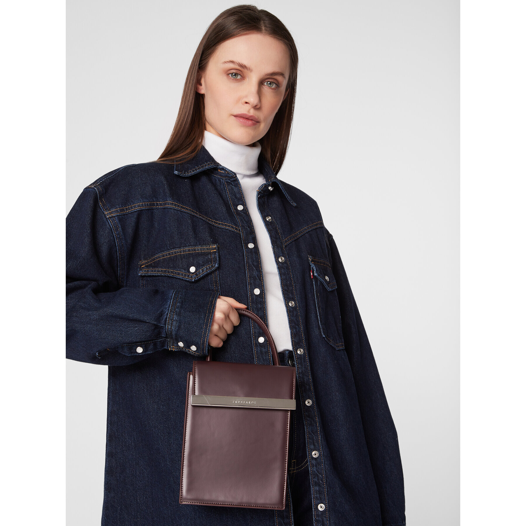Trussardi Дамска чанта Galena Top Handle 75B01383 Бордо - Pepit.bg